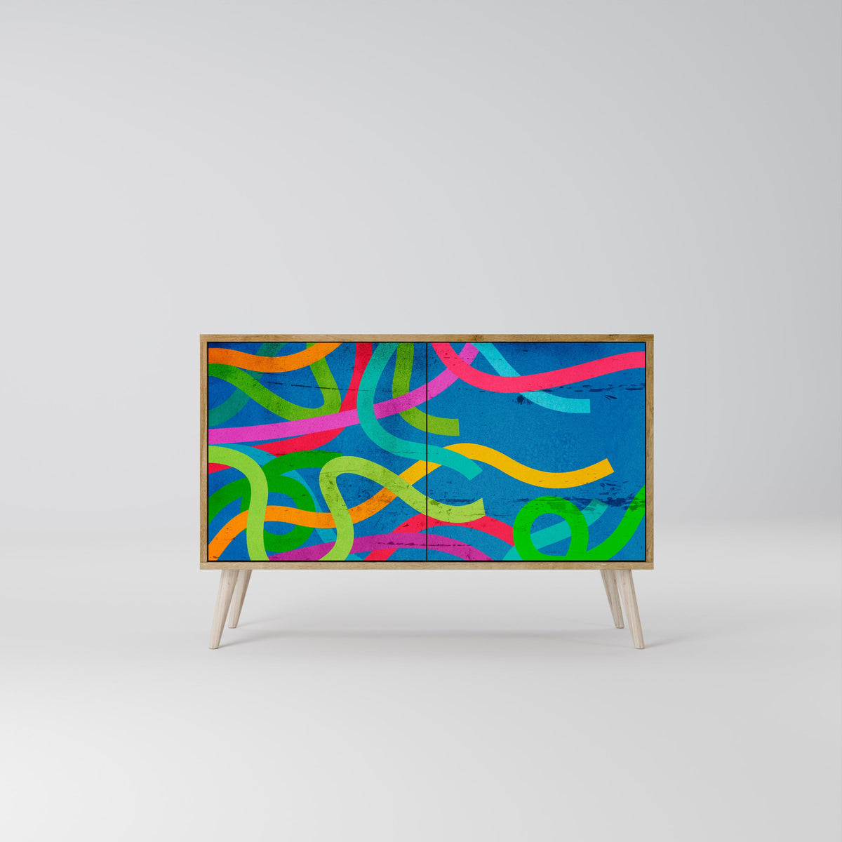 Buffet 2 portes STREAMER TANGLE effet chêne