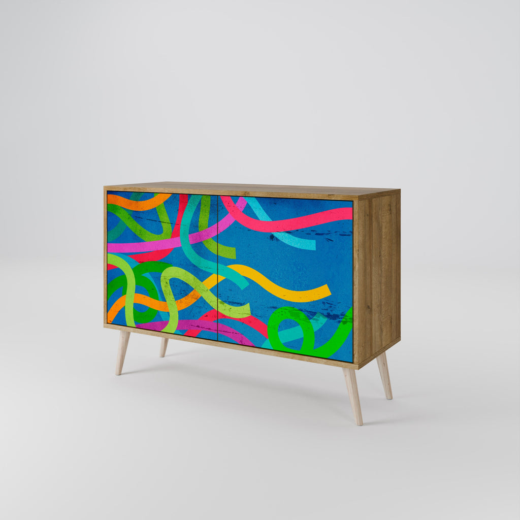 Buffet 2 portes STREAMER TANGLE effet chêne