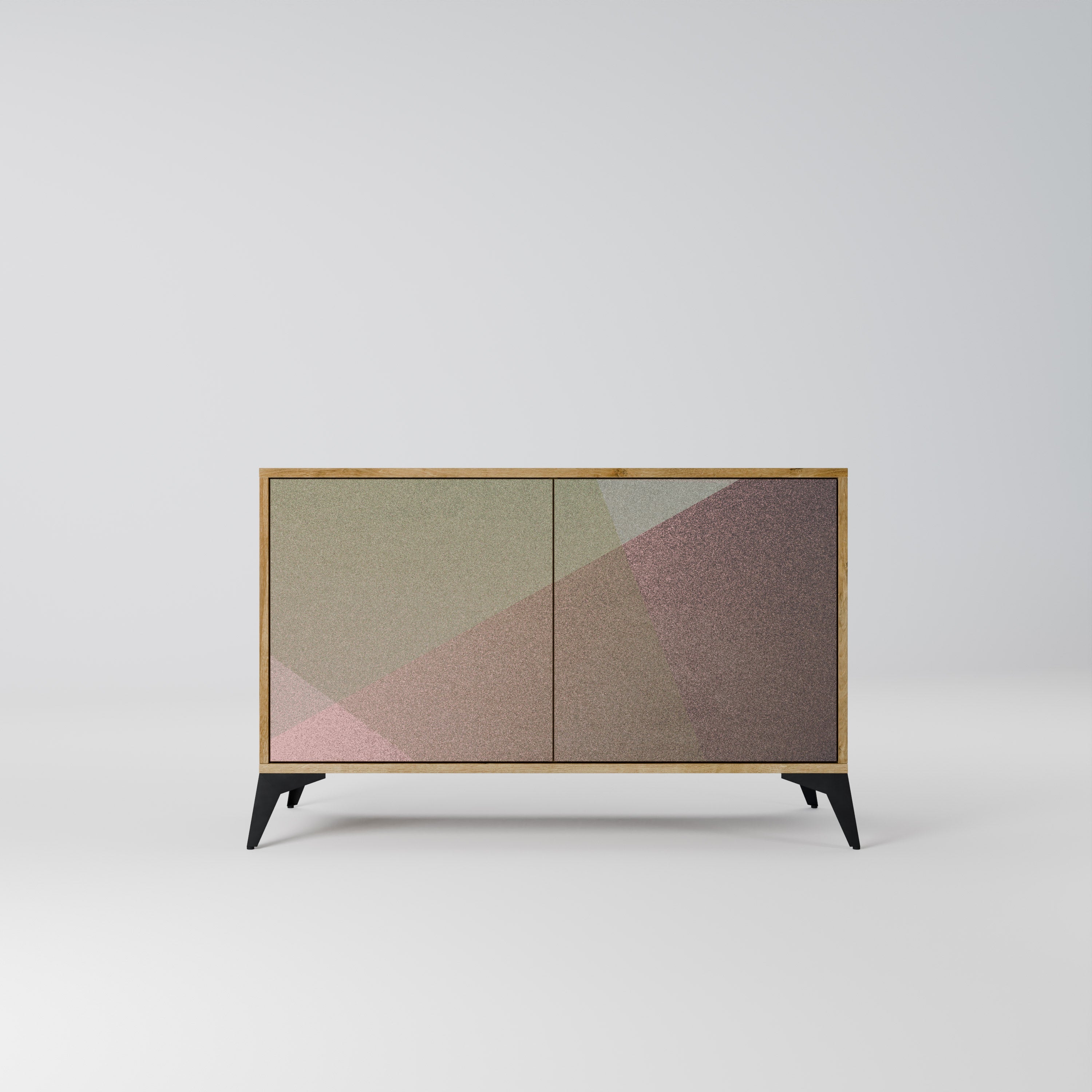 Buffet 2 portes effet chêne BEIGE GEOMETRY