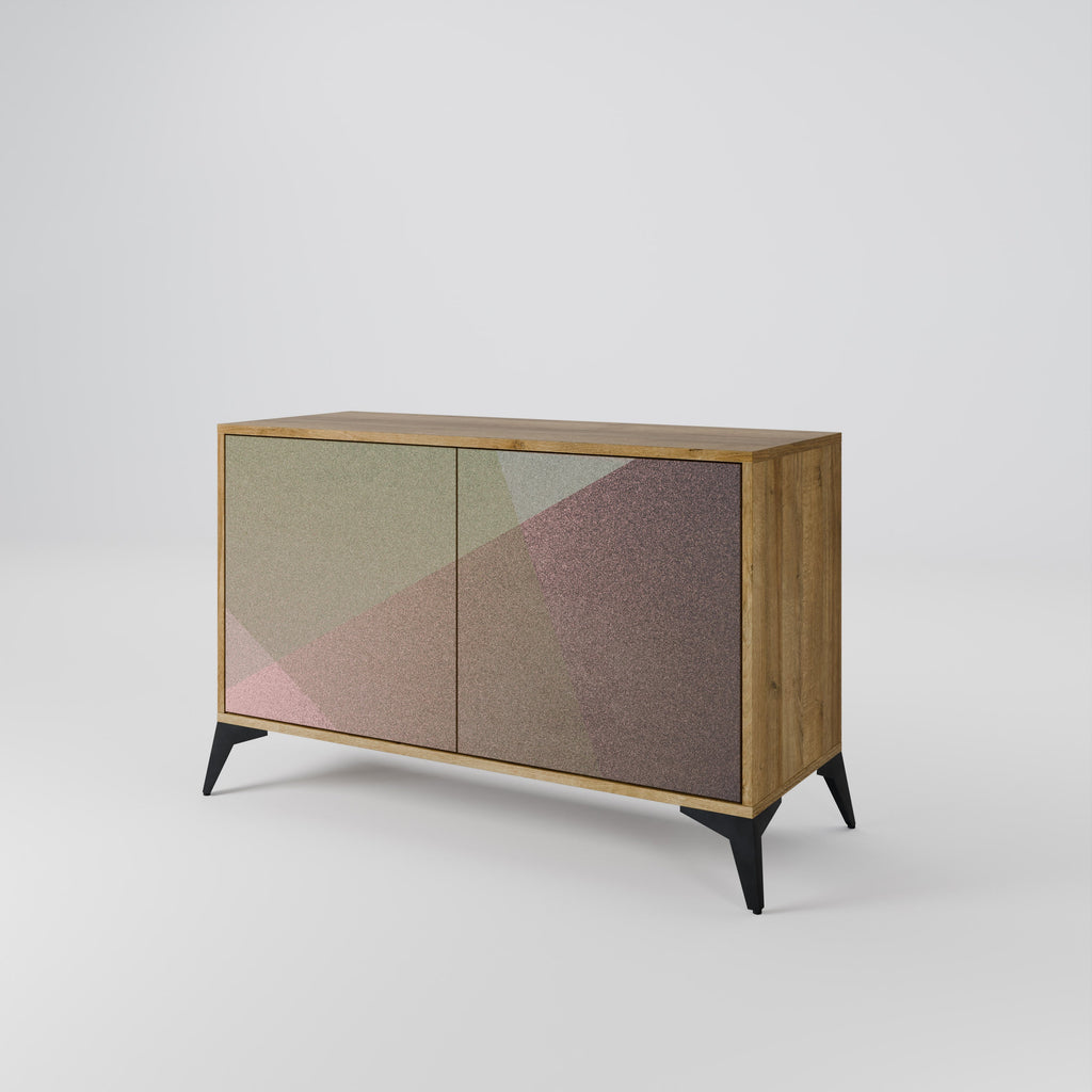 Buffet 2 portes effet chêne BEIGE GEOMETRY