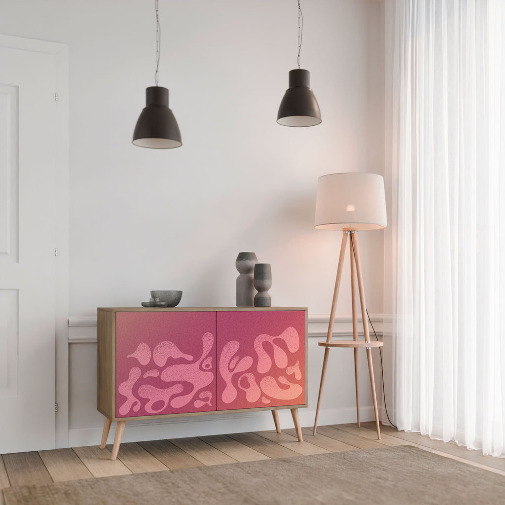Buffet 2 portes IRREGULAR PINK effet chêne