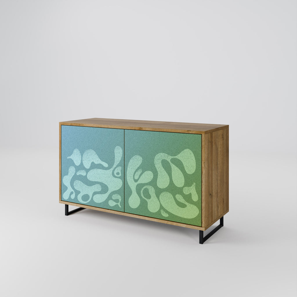 Buffet 2 portes IRREGULAR BLUE effet chêne