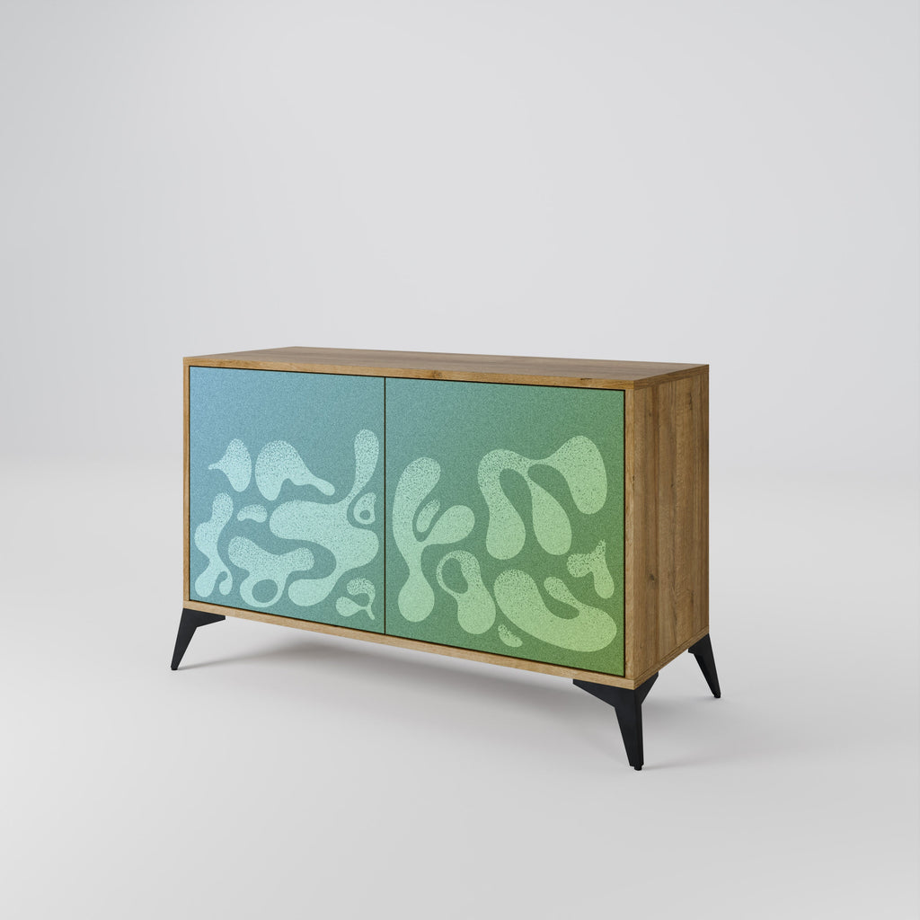 Buffet 2 portes IRREGULAR BLUE effet chêne