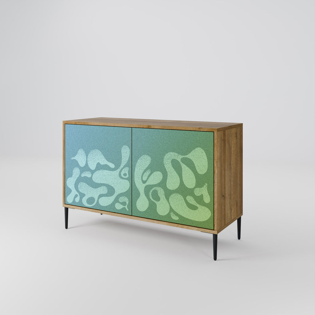 Buffet 2 portes IRREGULAR BLUE effet chêne
