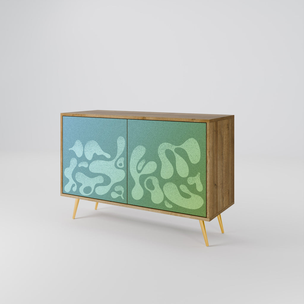 Buffet 2 portes IRREGULAR BLUE effet chêne