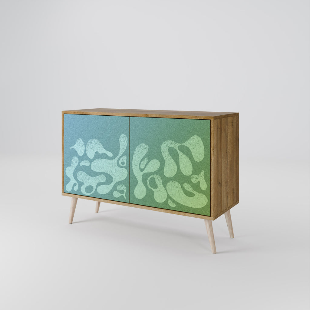 Buffet 2 portes IRREGULAR BLUE effet chêne