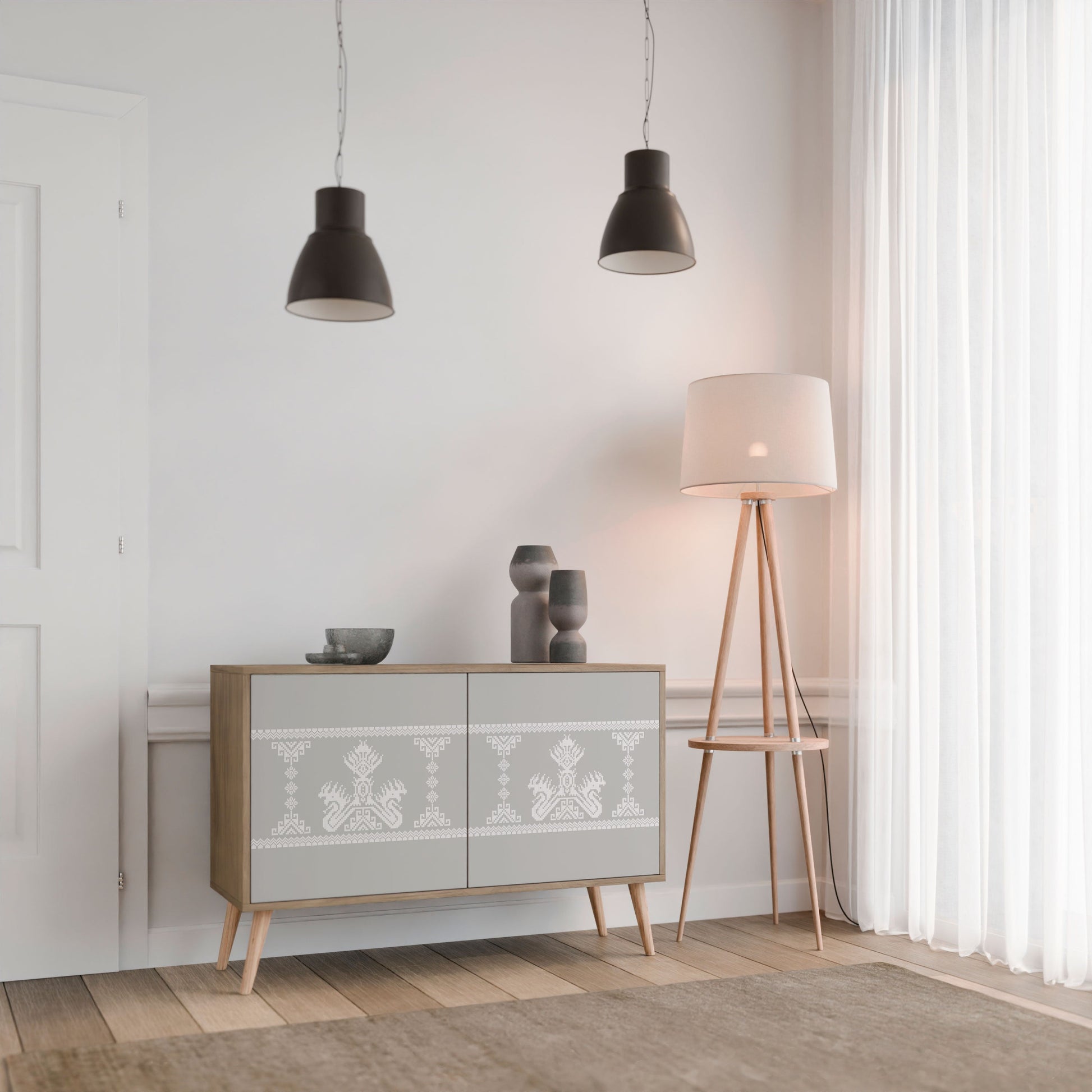 Buffet 2 portes THAI GRAY effet chêne