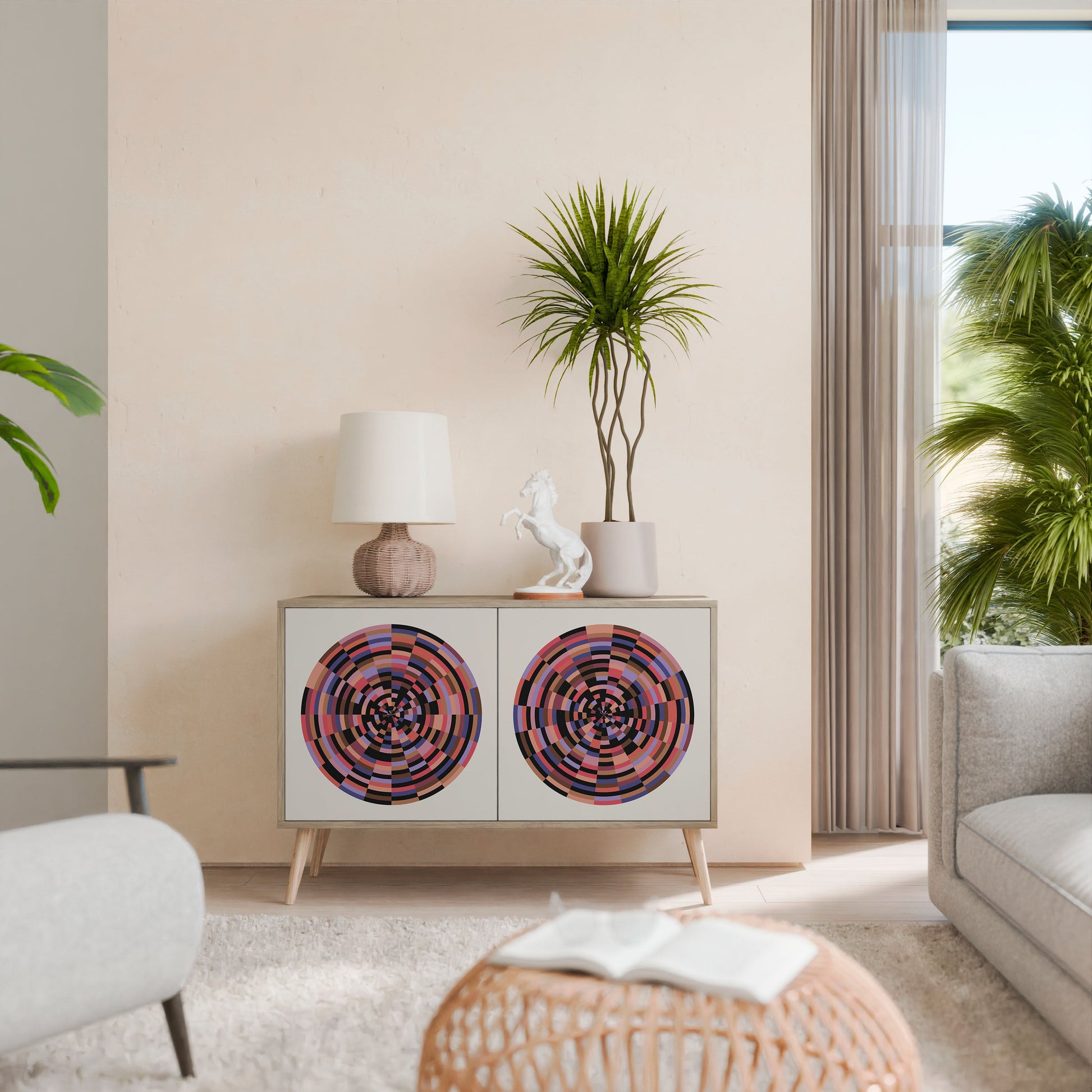 Buffet 2 portes effet chêne BROWN CIRCLES