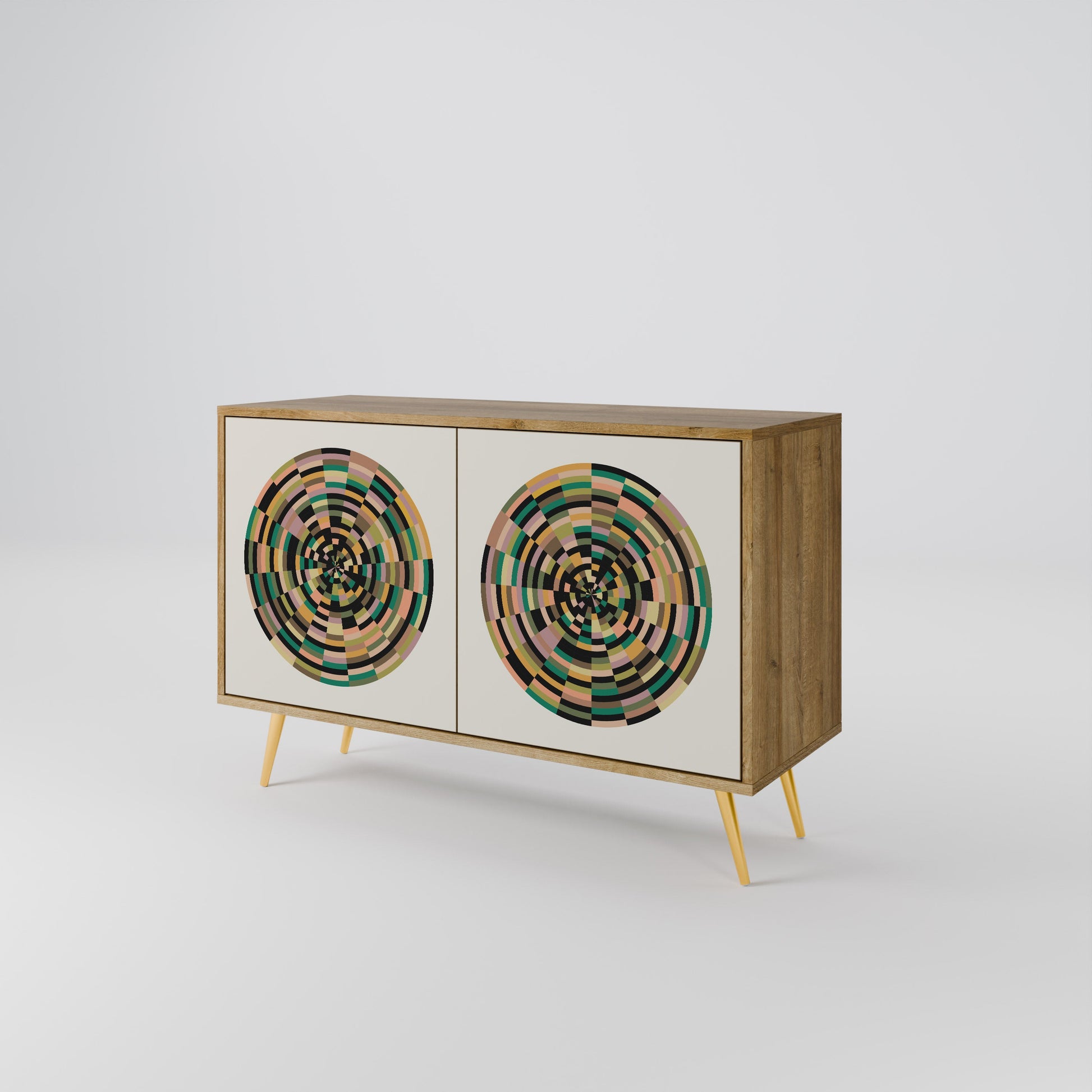 Buffet 2 portes GREEN CIRCLES effet chêne