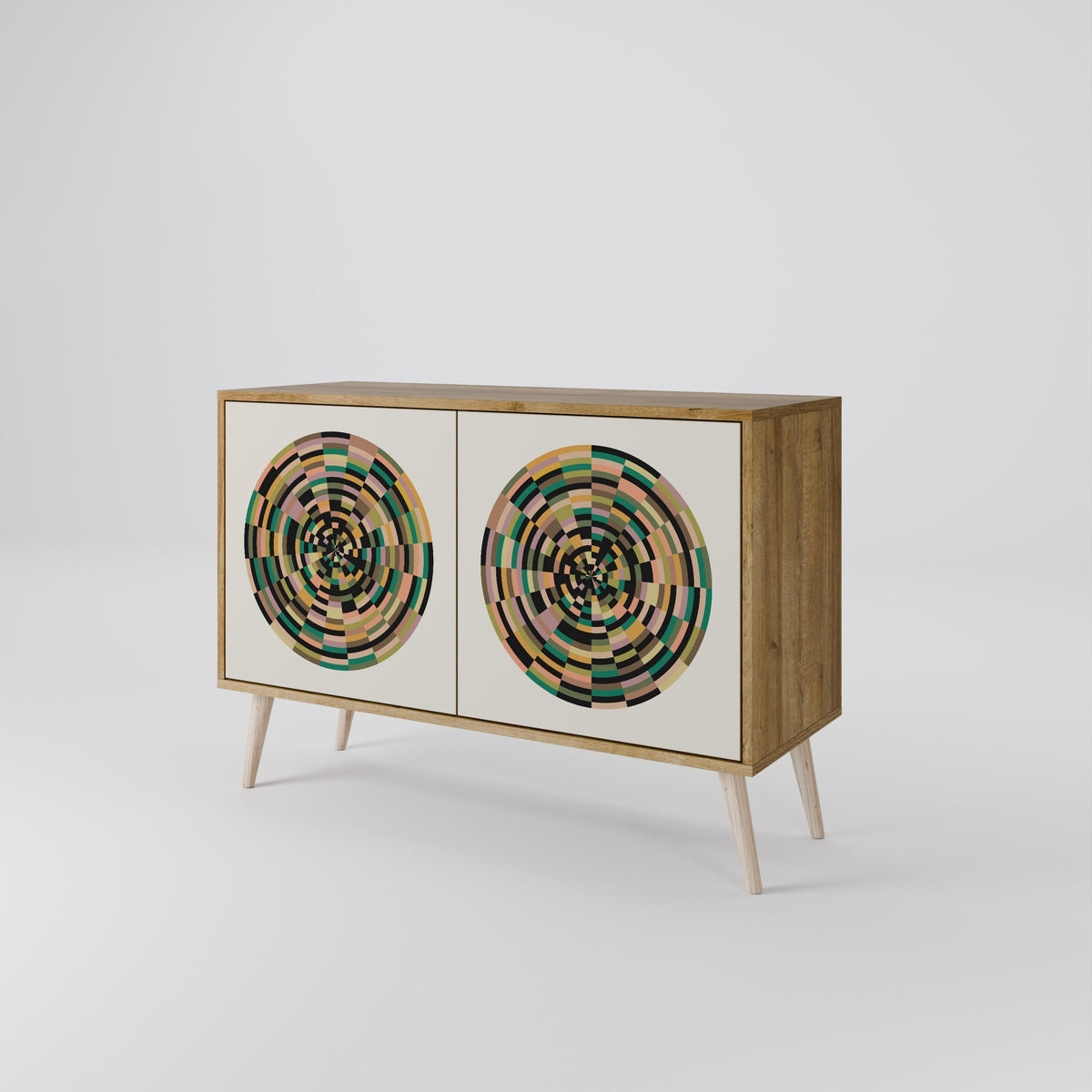 Buffet 2 portes GREEN CIRCLES effet chêne