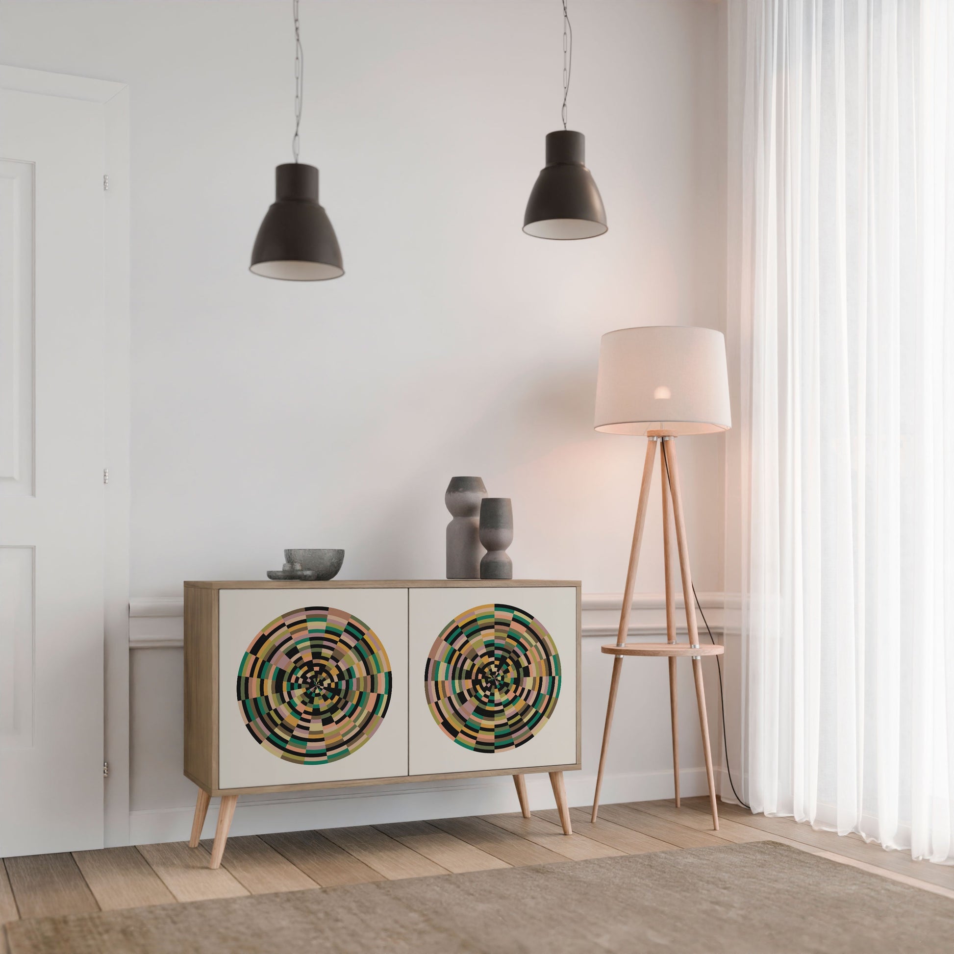 Buffet 2 portes GREEN CIRCLES effet chêne