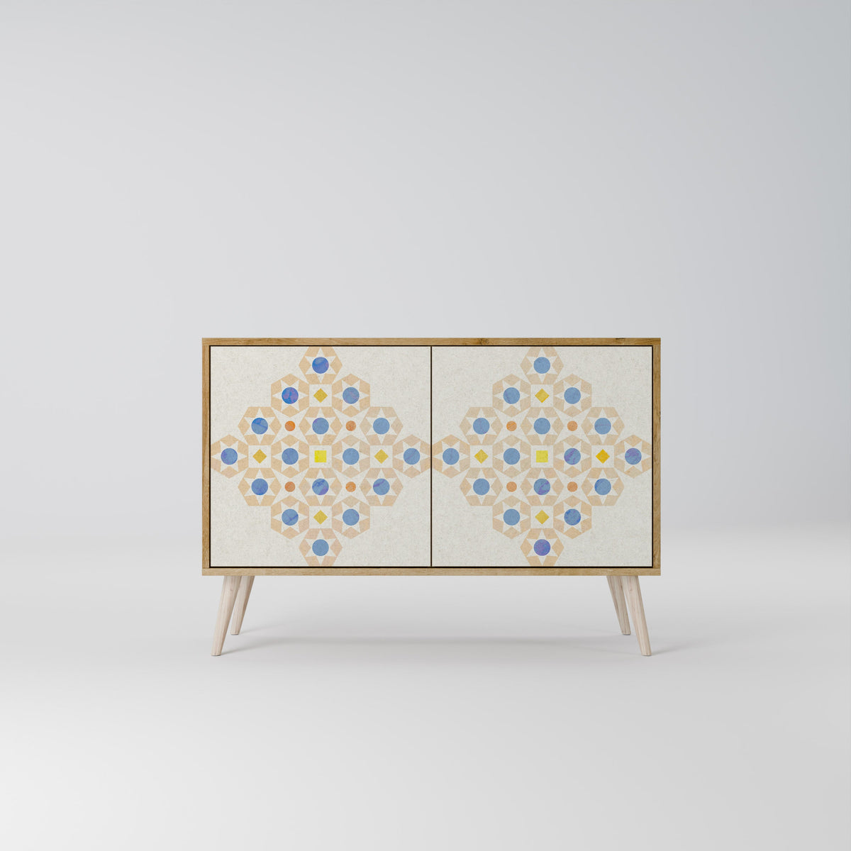 Buffet 2 portes à motifs PRISM effet chêne