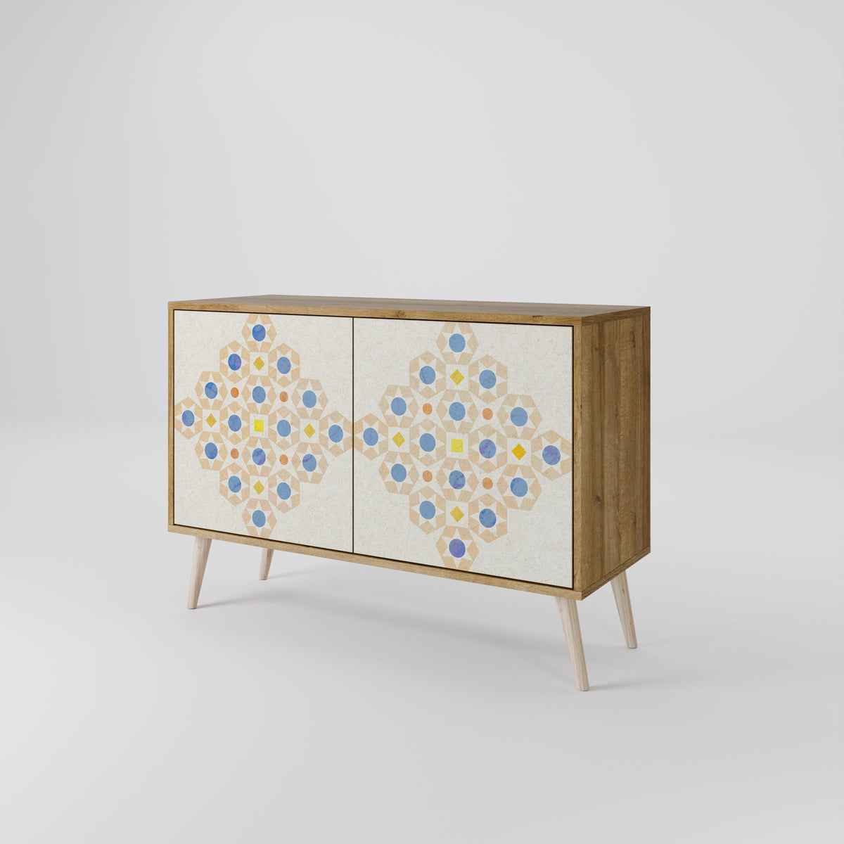 Buffet 2 portes à motifs PRISM effet chêne