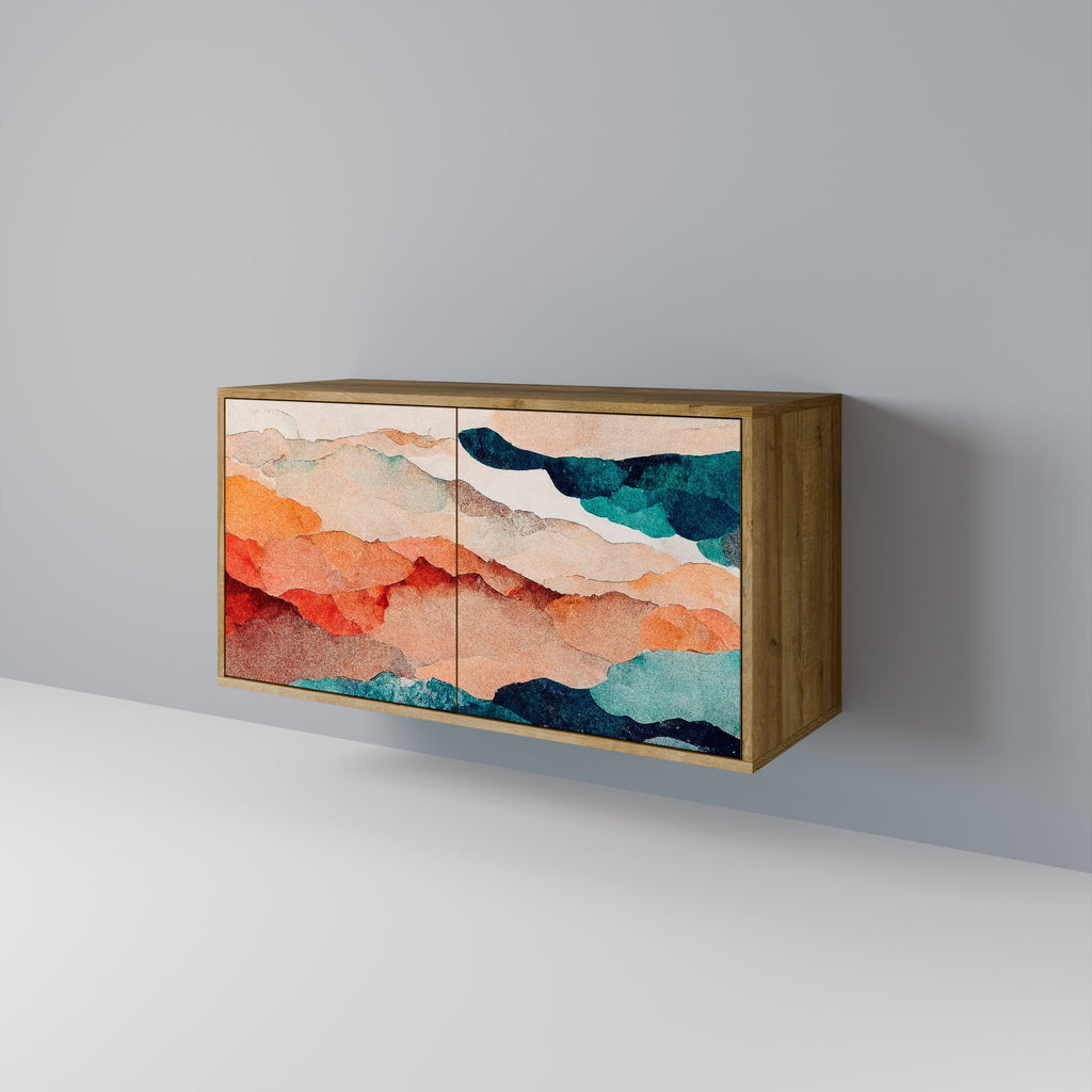 Buffet 2 portes effet chêne ABSTRAIT PAYSAGE