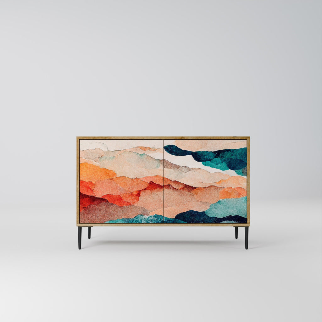 Buffet 2 portes effet chêne ABSTRAIT PAYSAGE