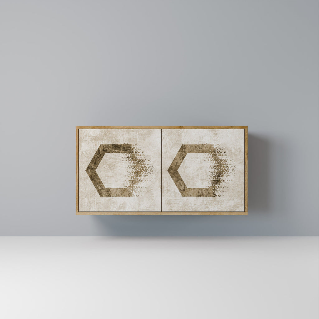 Buffet 2 portes HEXAGONAL SHAPES effet chêne