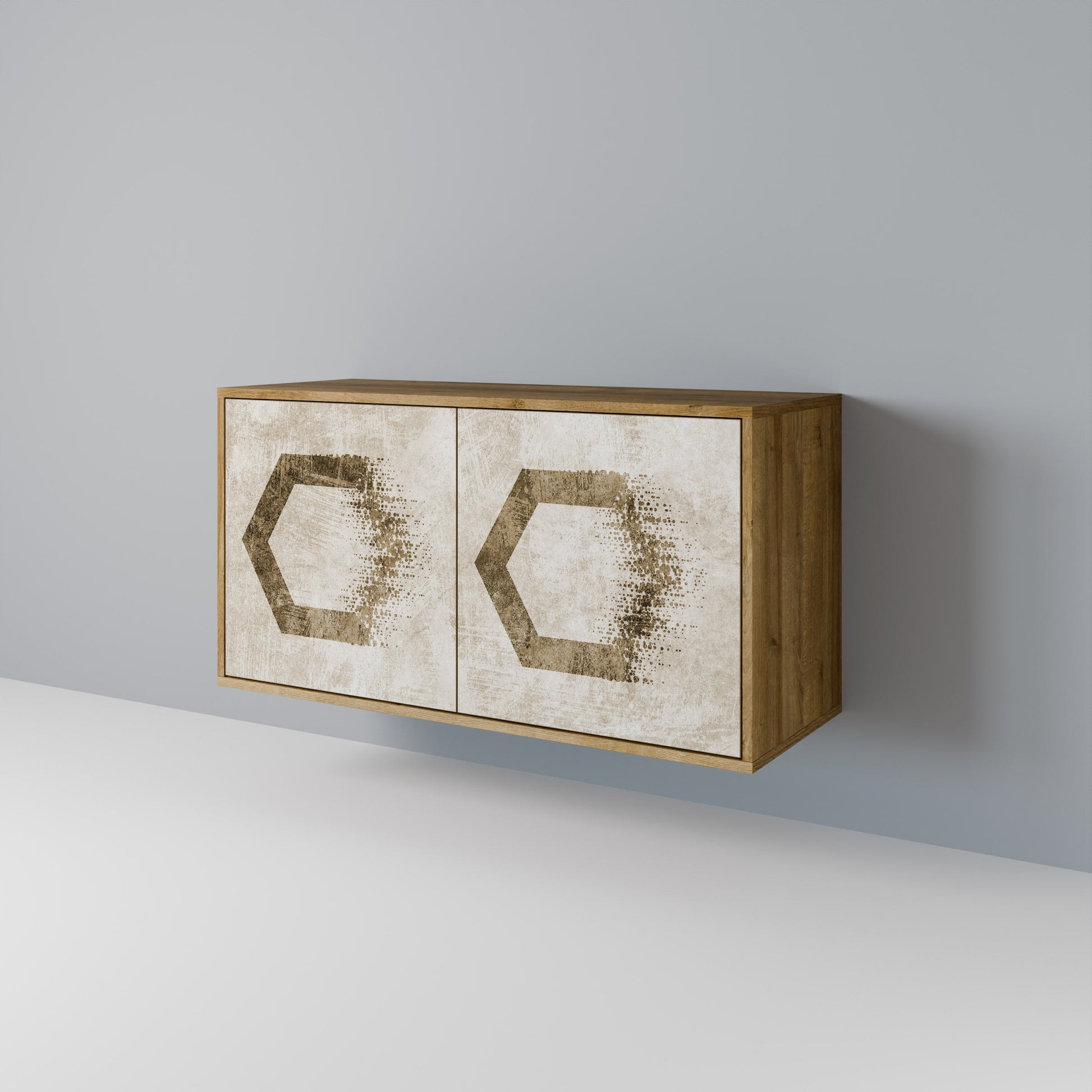 Buffet 2 portes HEXAGONAL SHAPES effet chêne