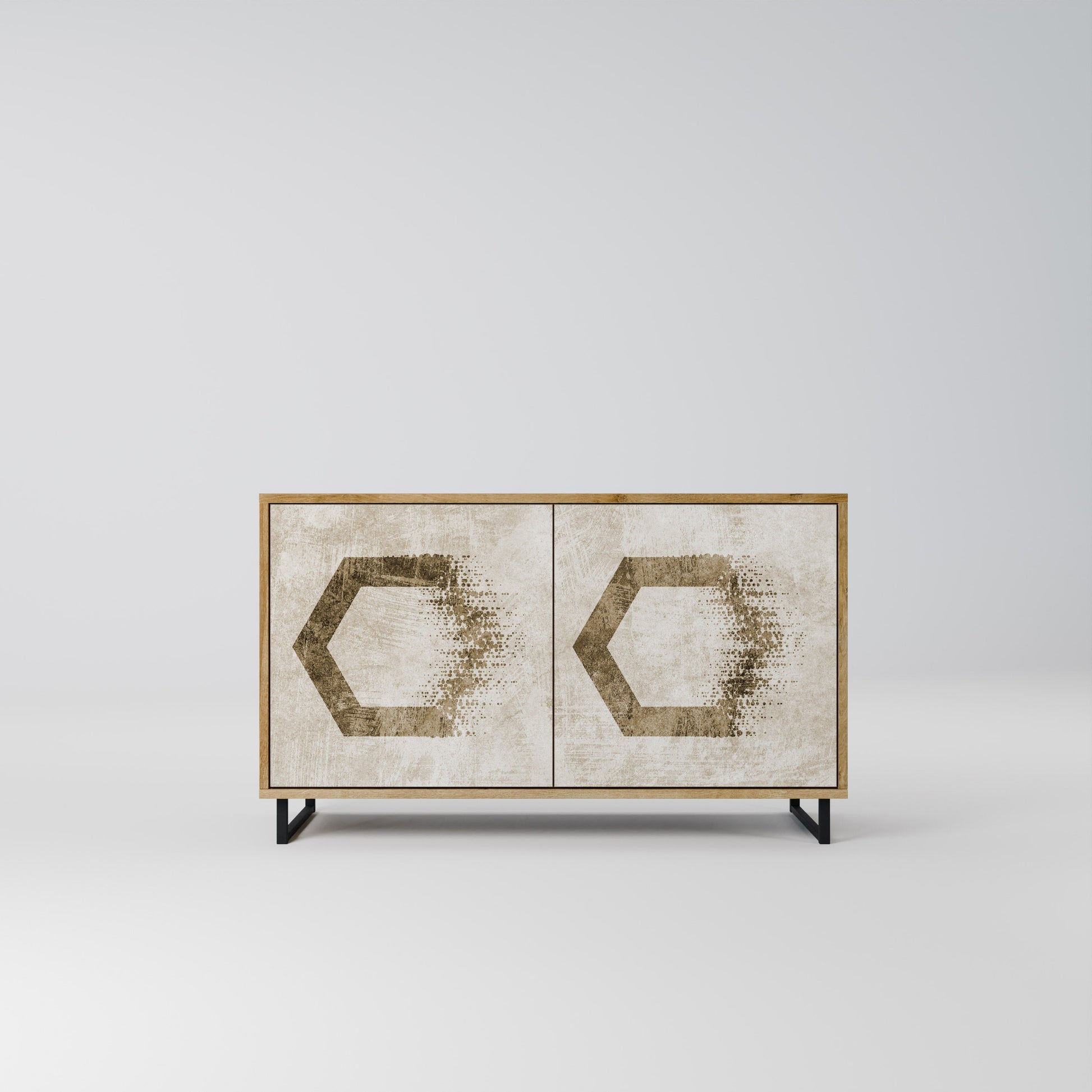 Buffet 2 portes HEXAGONAL SHAPES effet chêne