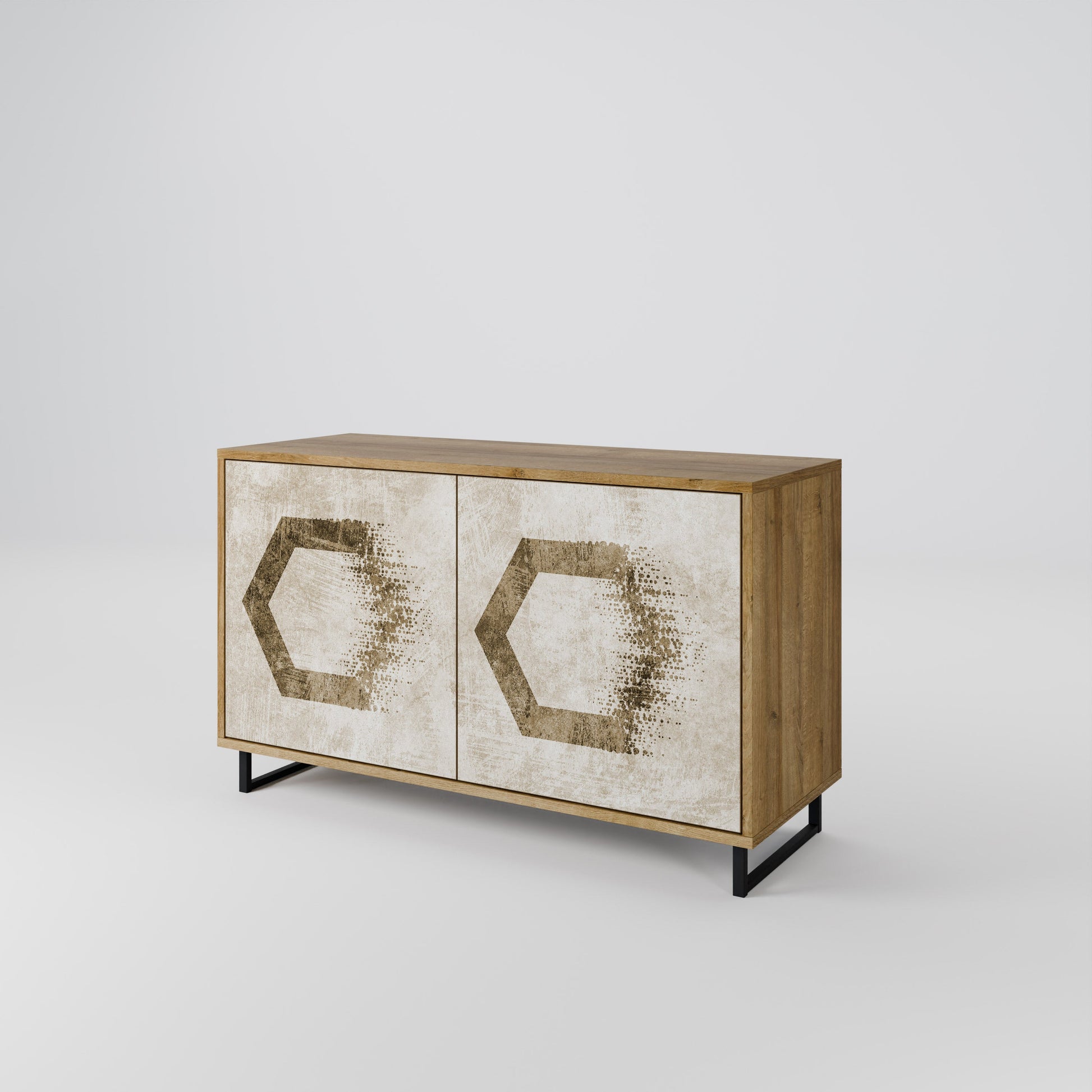 Buffet 2 portes HEXAGONAL SHAPES effet chêne