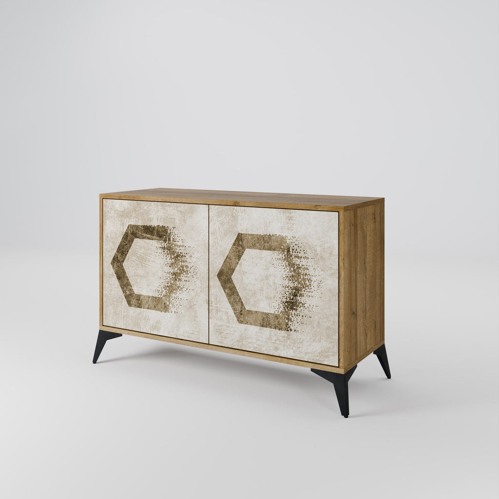 Buffet 2 portes HEXAGONAL SHAPES effet chêne