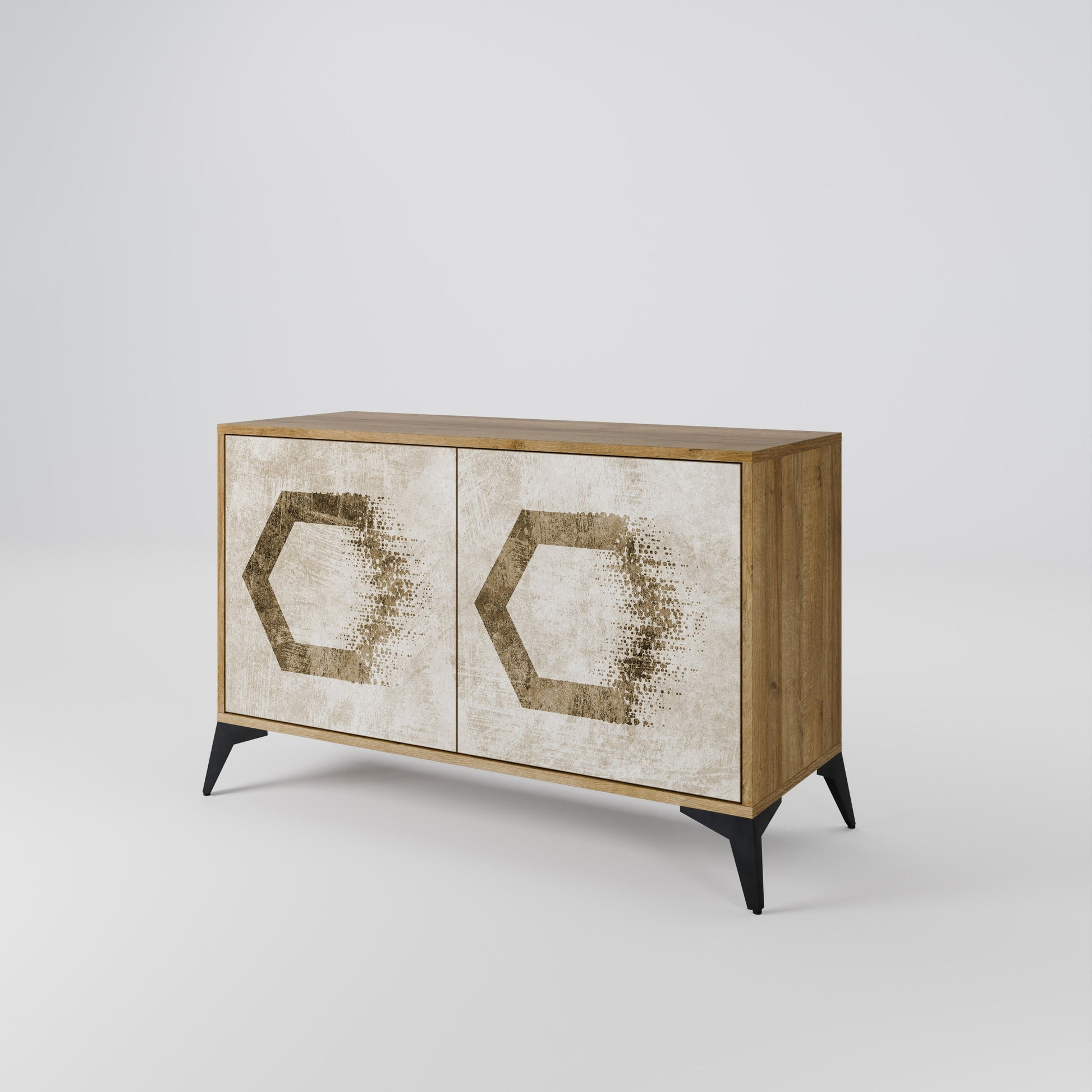 Buffet 2 portes HEXAGONAL SHAPES effet chêne