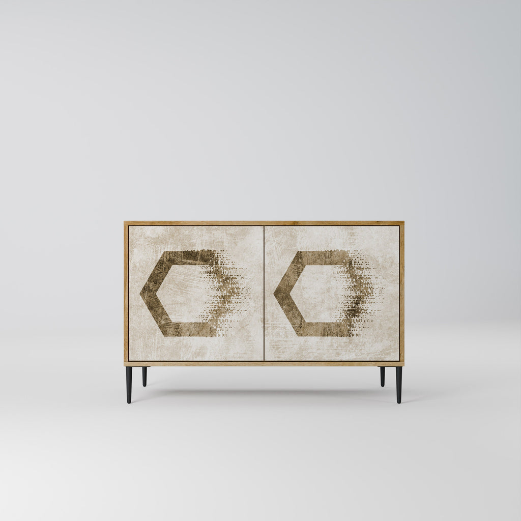Buffet 2 portes HEXAGONAL SHAPES effet chêne