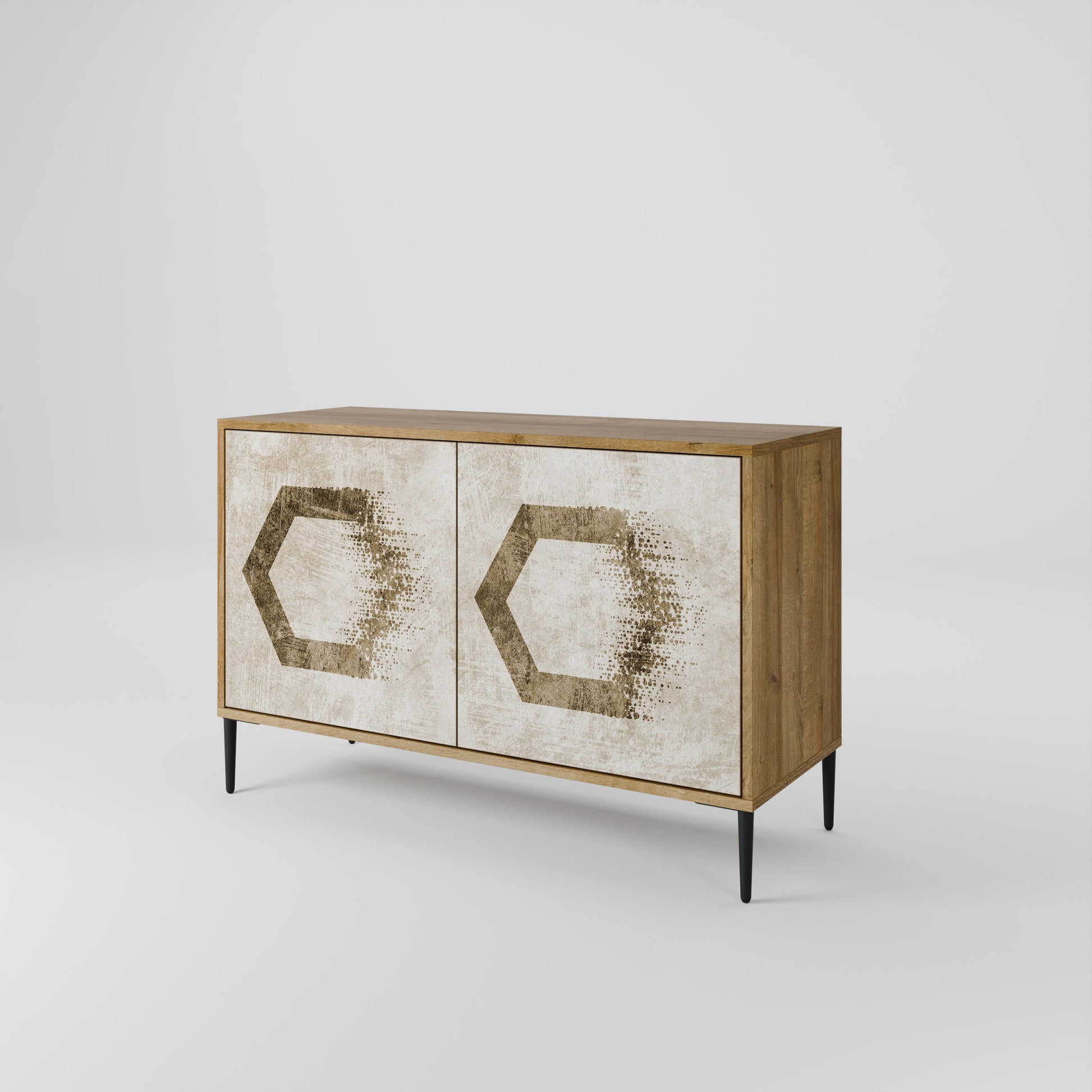 Buffet 2 portes HEXAGONAL SHAPES effet chêne