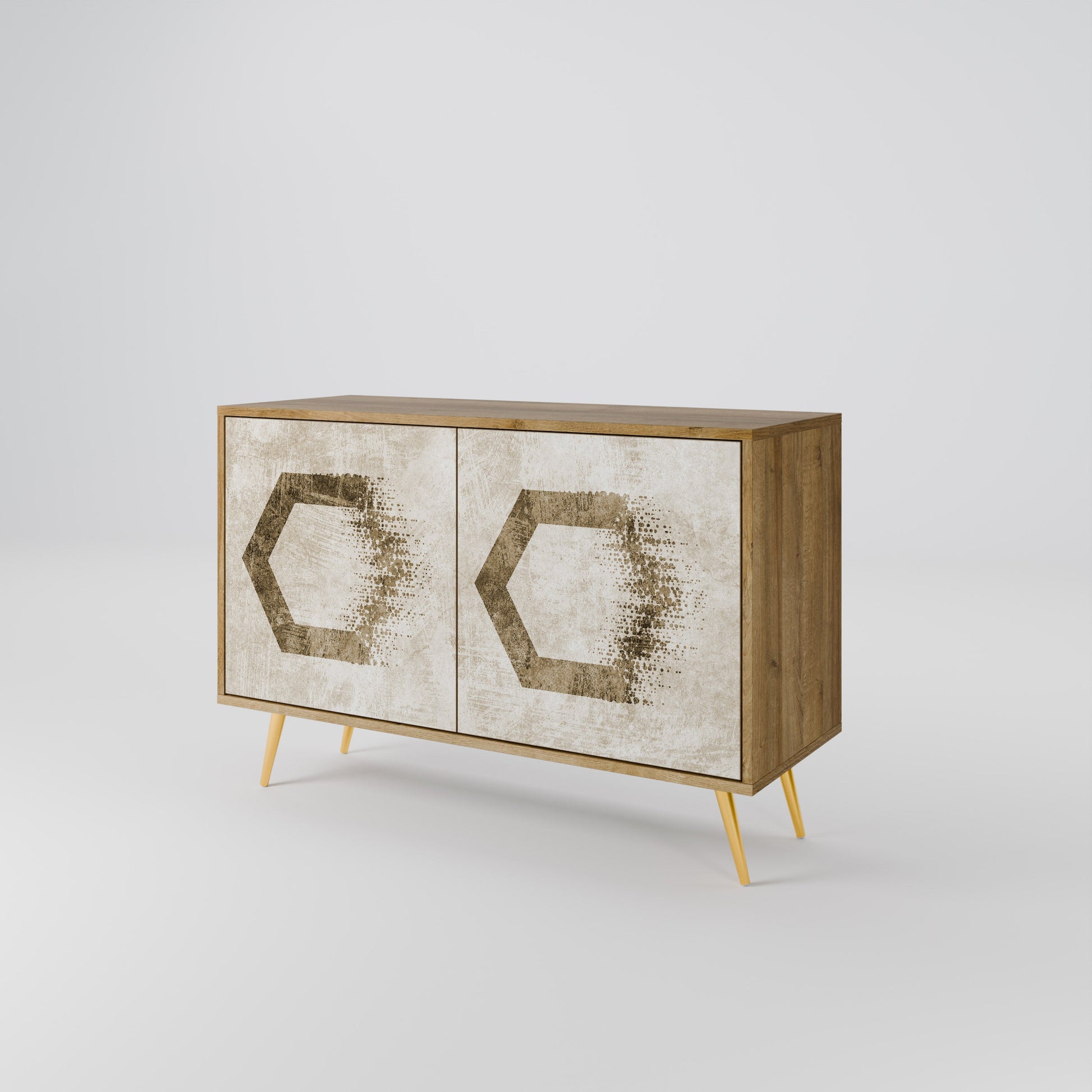 Buffet 2 portes HEXAGONAL SHAPES effet chêne