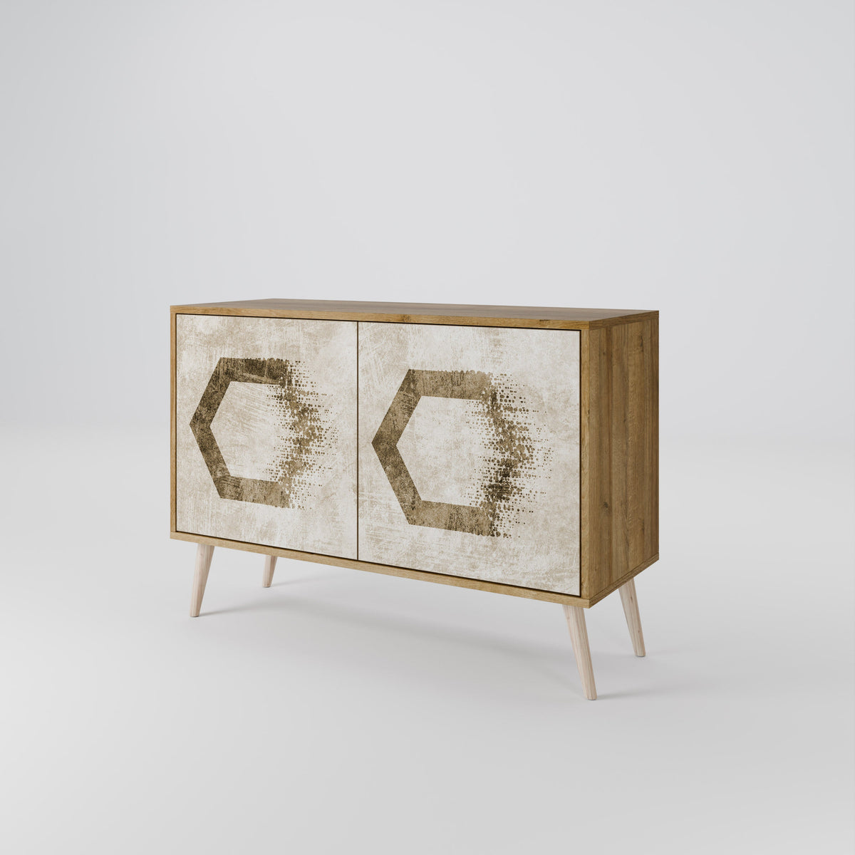 Buffet 2 portes HEXAGONAL SHAPES effet chêne
