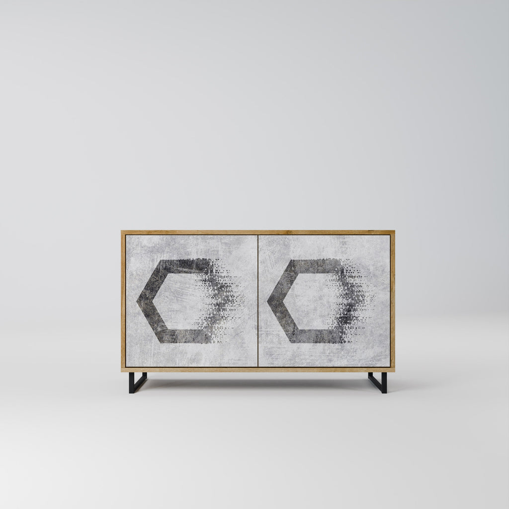 HEXAGONAL FIGURES 2-Door Sideboard in Oak Effect
