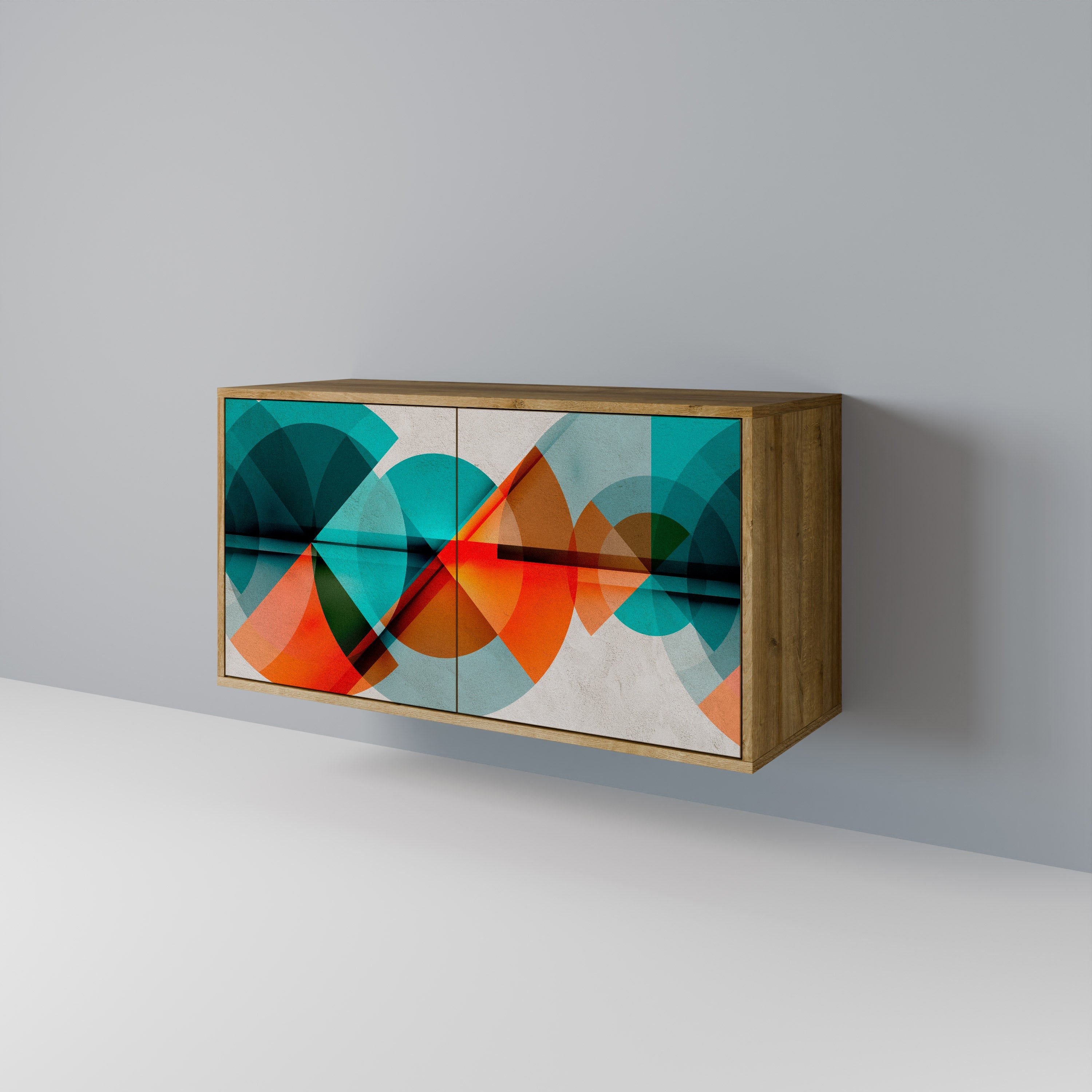 Buffet 2 portes CIRCULAR RHAPSODY effet chêne