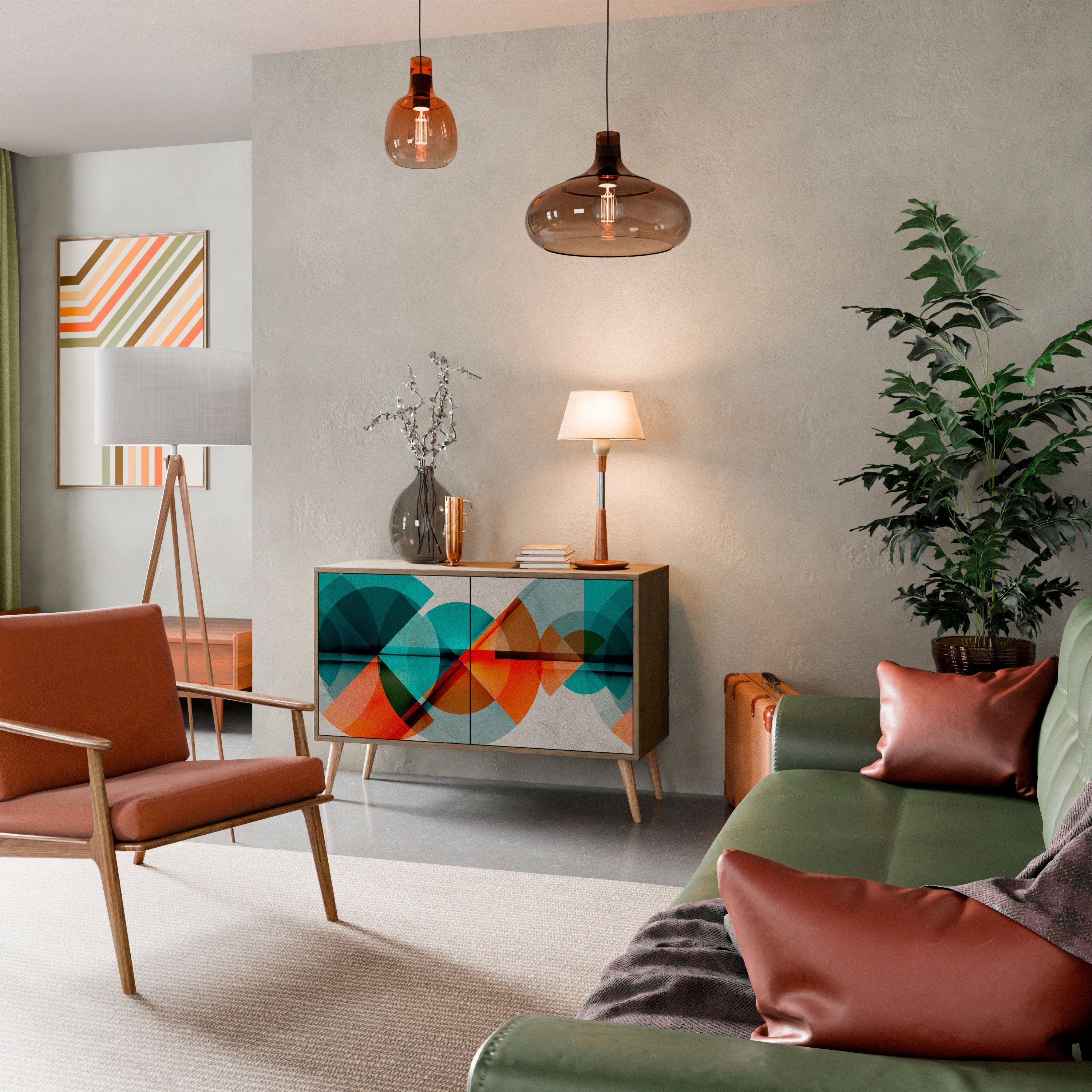 Buffet 2 portes CIRCULAR RHAPSODY effet chêne