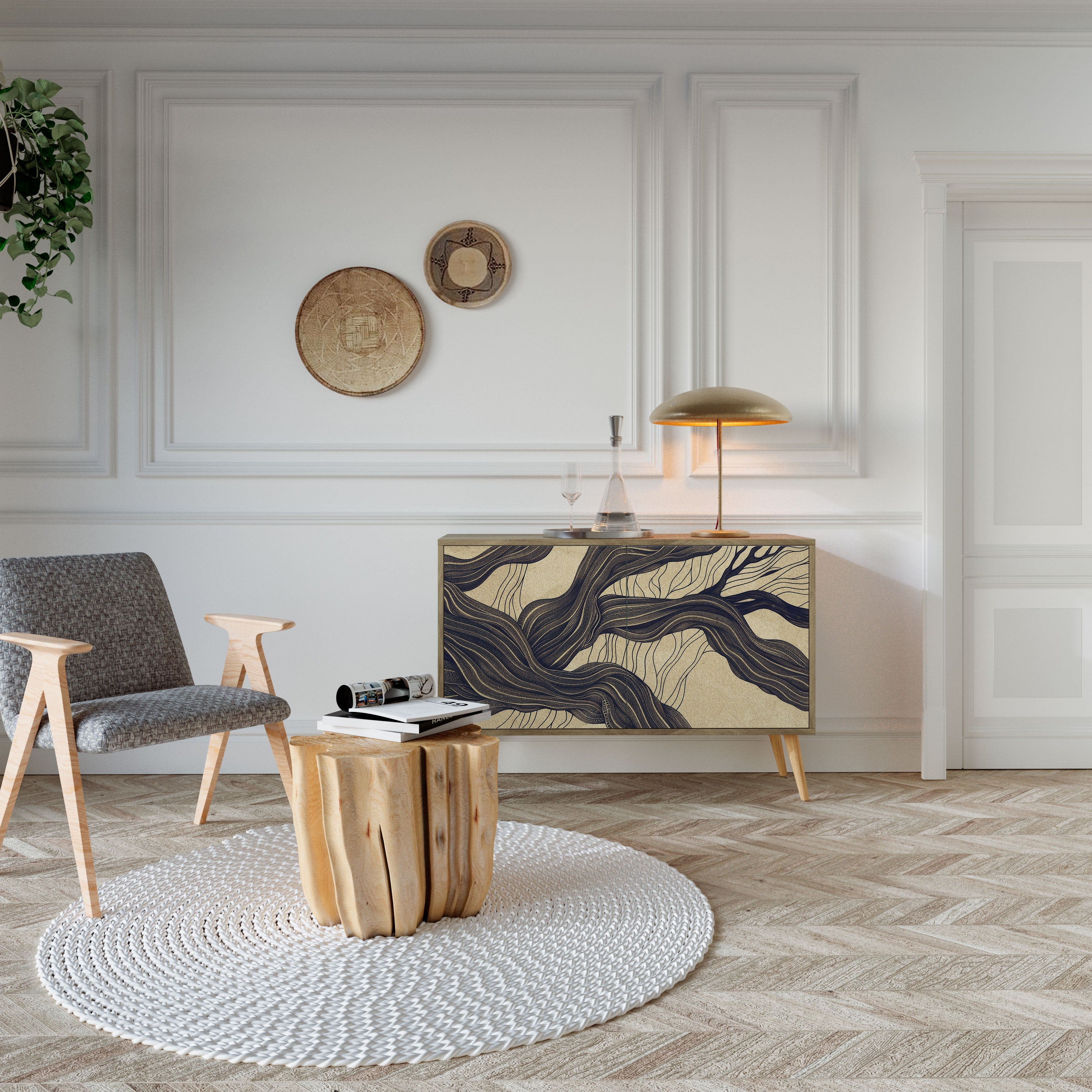 Buffet 2 portes UNIFIED FRAGMENTS effet chêne