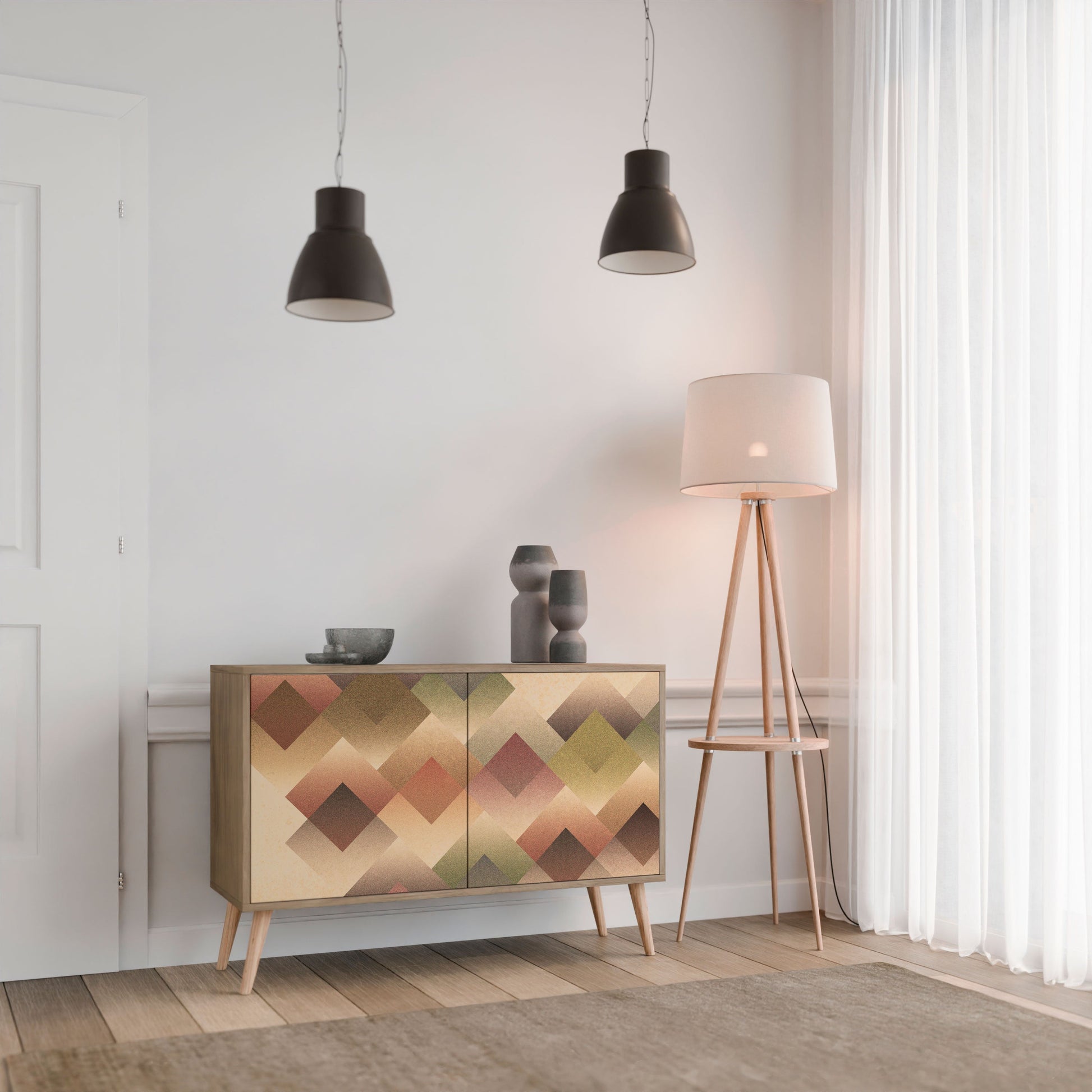 GEOMETRIC FUSION 2-Door Sideboard in Oak Effect