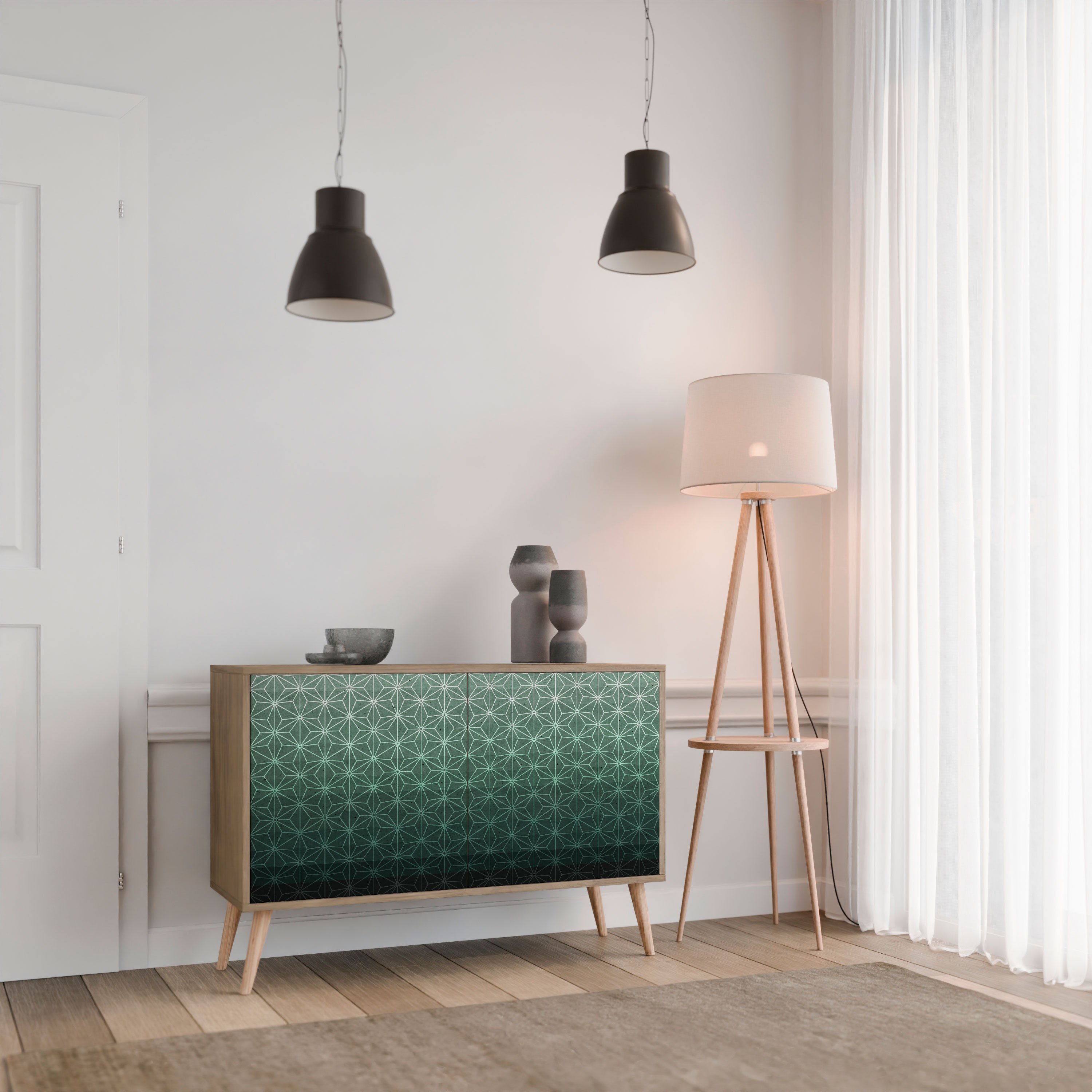 Buffet 2 portes effet chêne GLIMMER ORNEMENTAL