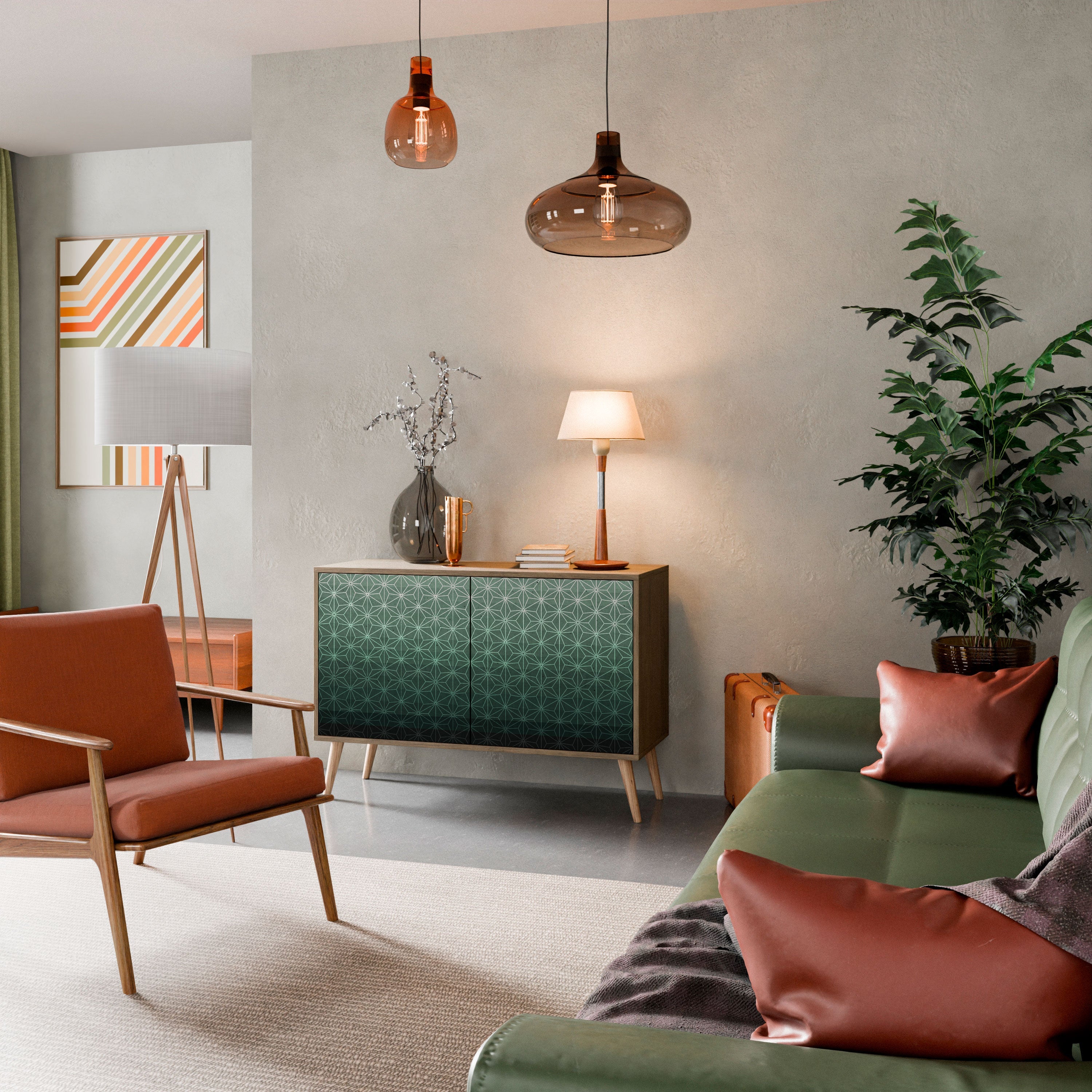 Buffet 2 portes effet chêne GLIMMER ORNEMENTAL