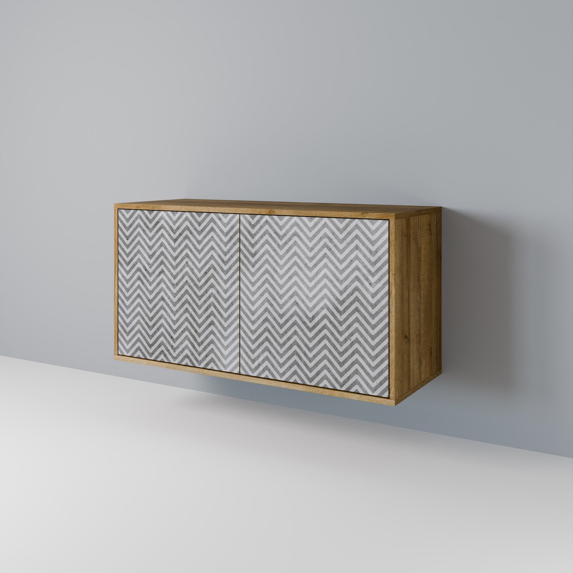 CONCRETE ZIG ZAG 2-Door Sideboard in Oak Effect