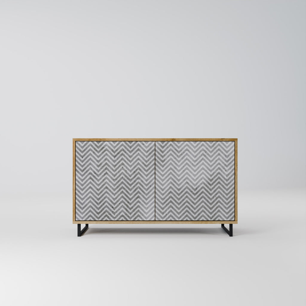 CONCRETE ZIG ZAG 2-Door Sideboard in Oak Effect