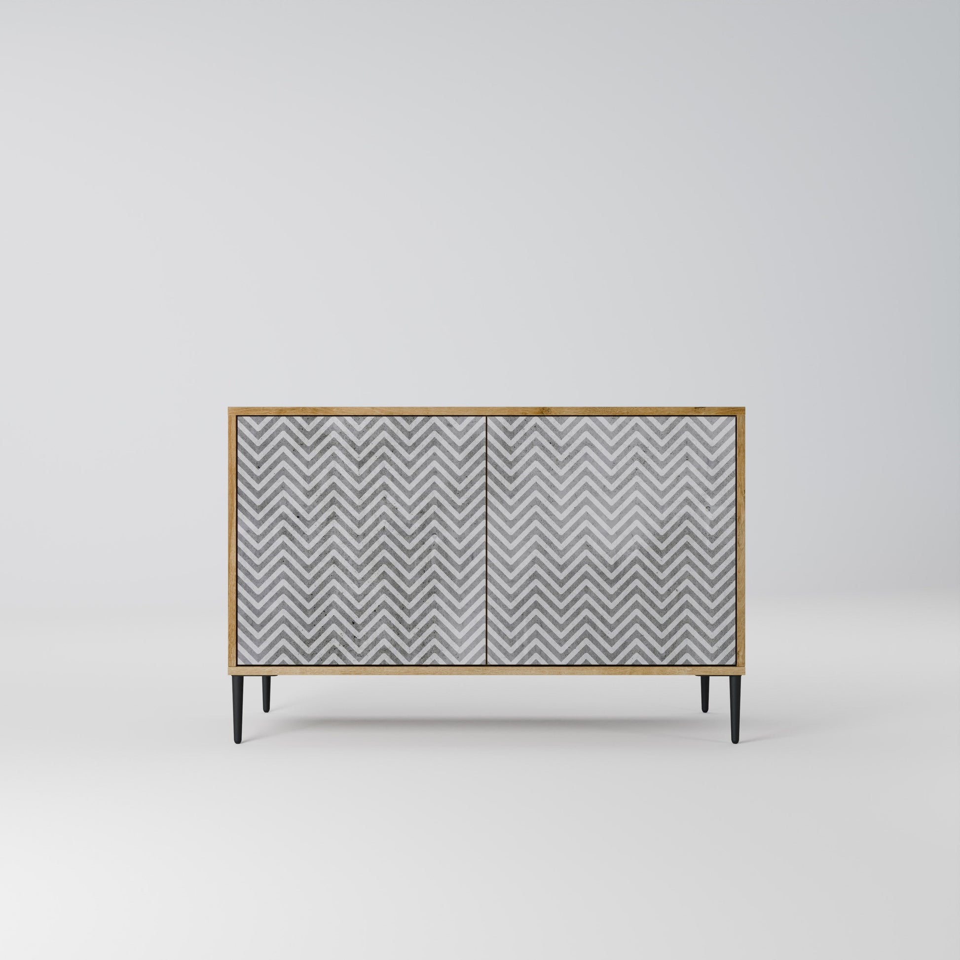 CONCRETE ZIG ZAG 2-Door Sideboard in Oak Effect