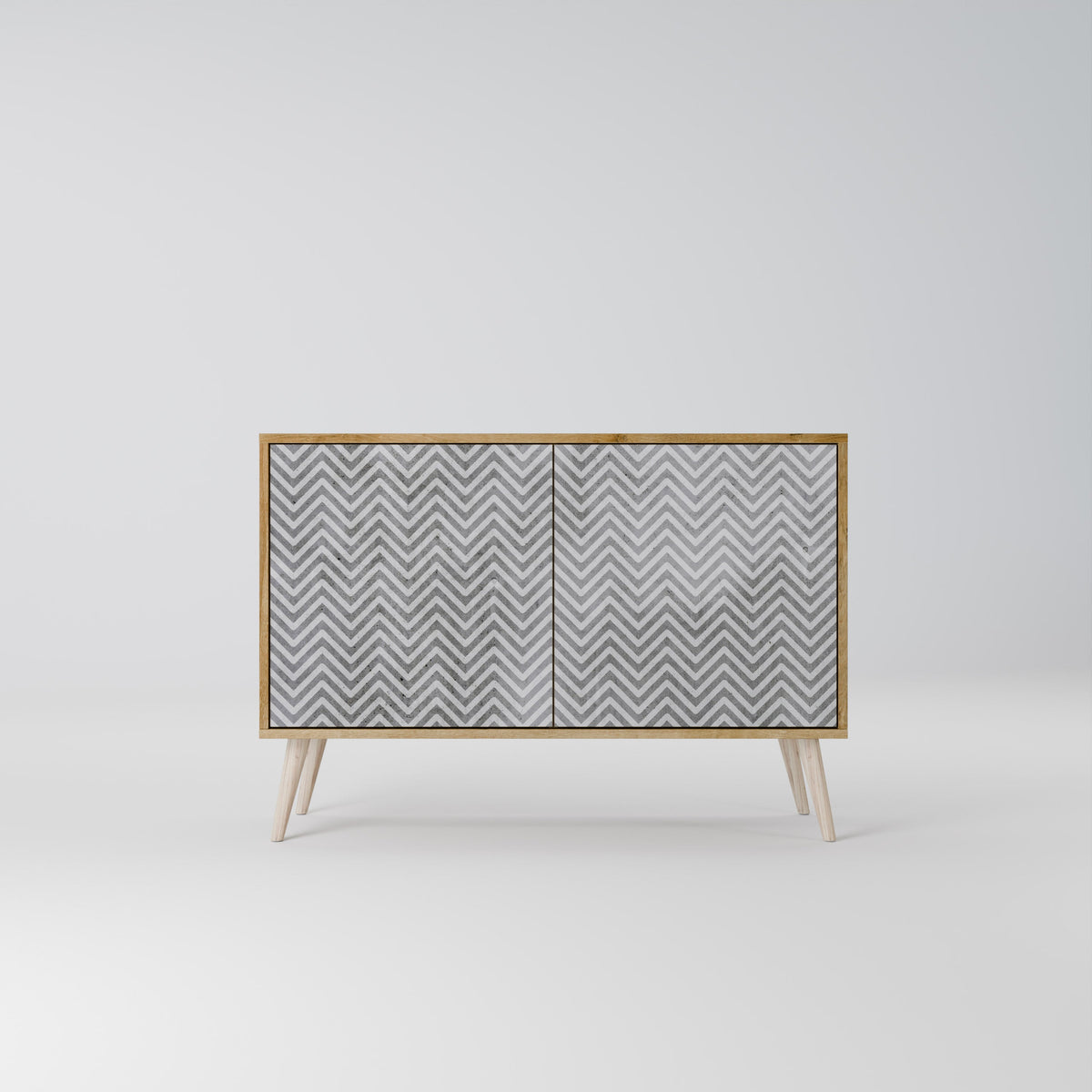 CONCRETE ZIG ZAG 2-Door Sideboard in Oak Effect