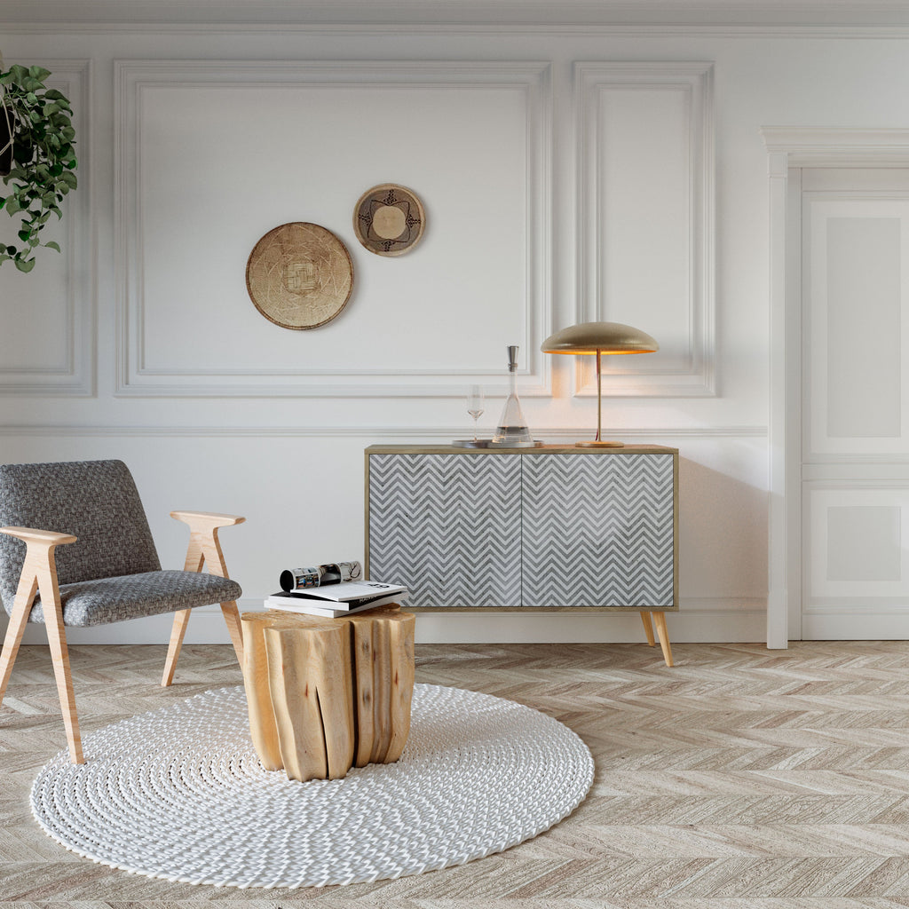CONCRETE ZIG ZAG 2-Door Sideboard in Oak Effect