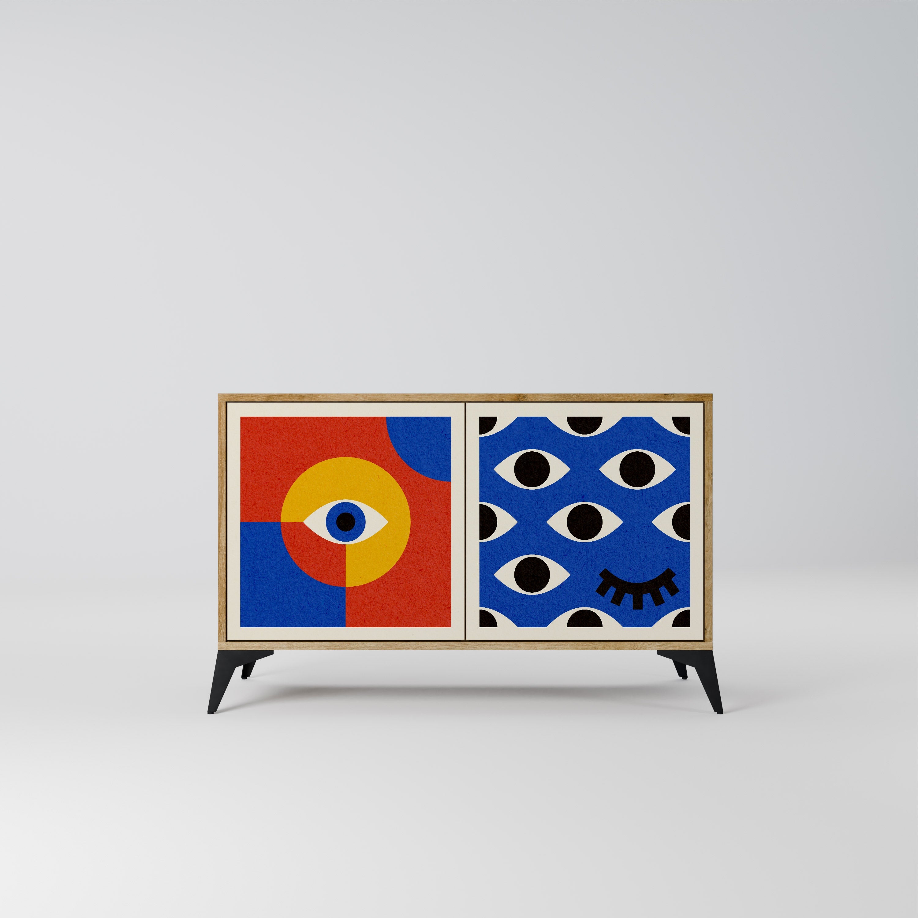 Buffet 2 portes GEOMETRIC EYES effet chêne