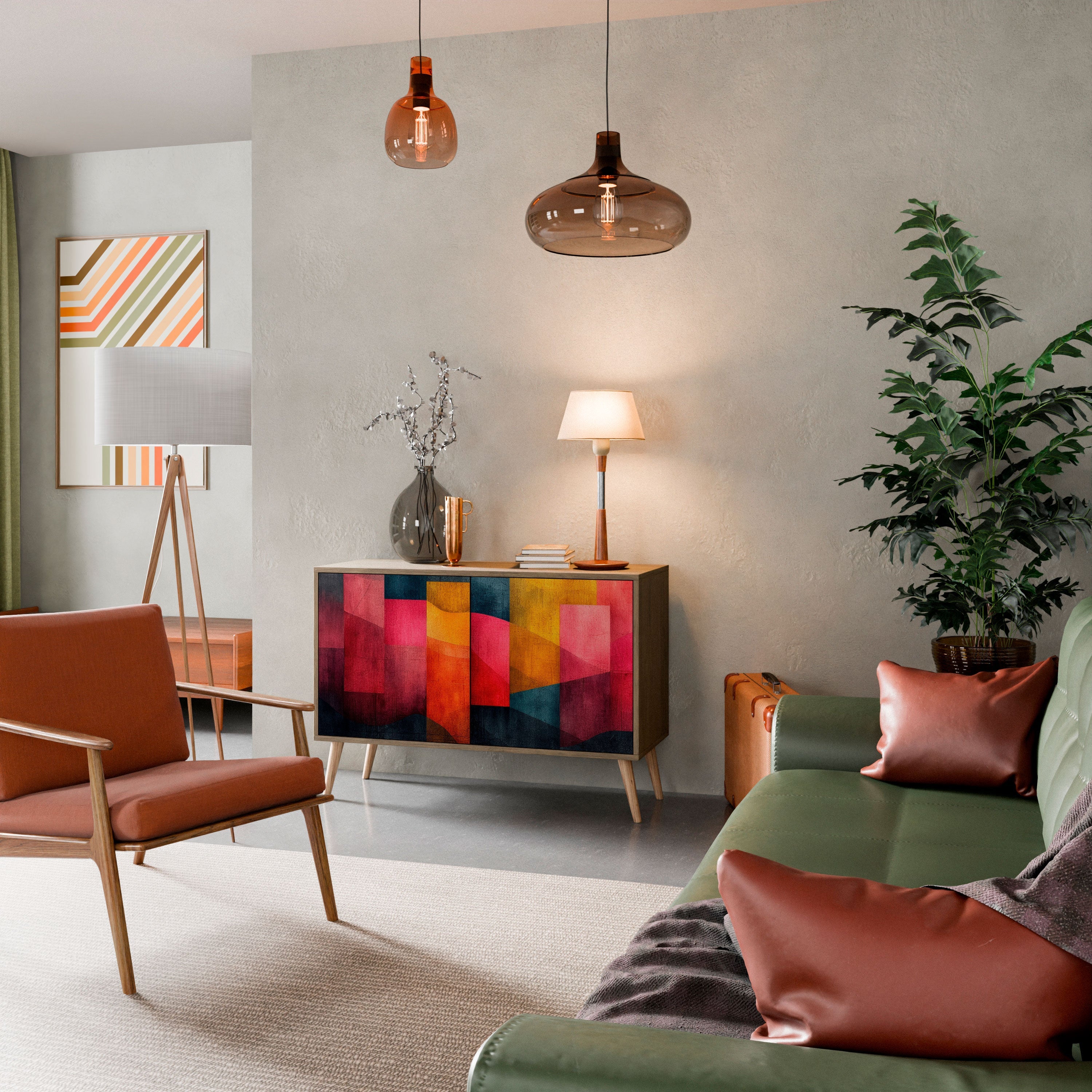 Buffet 2 portes COLORFUL SOUNDS effet chêne