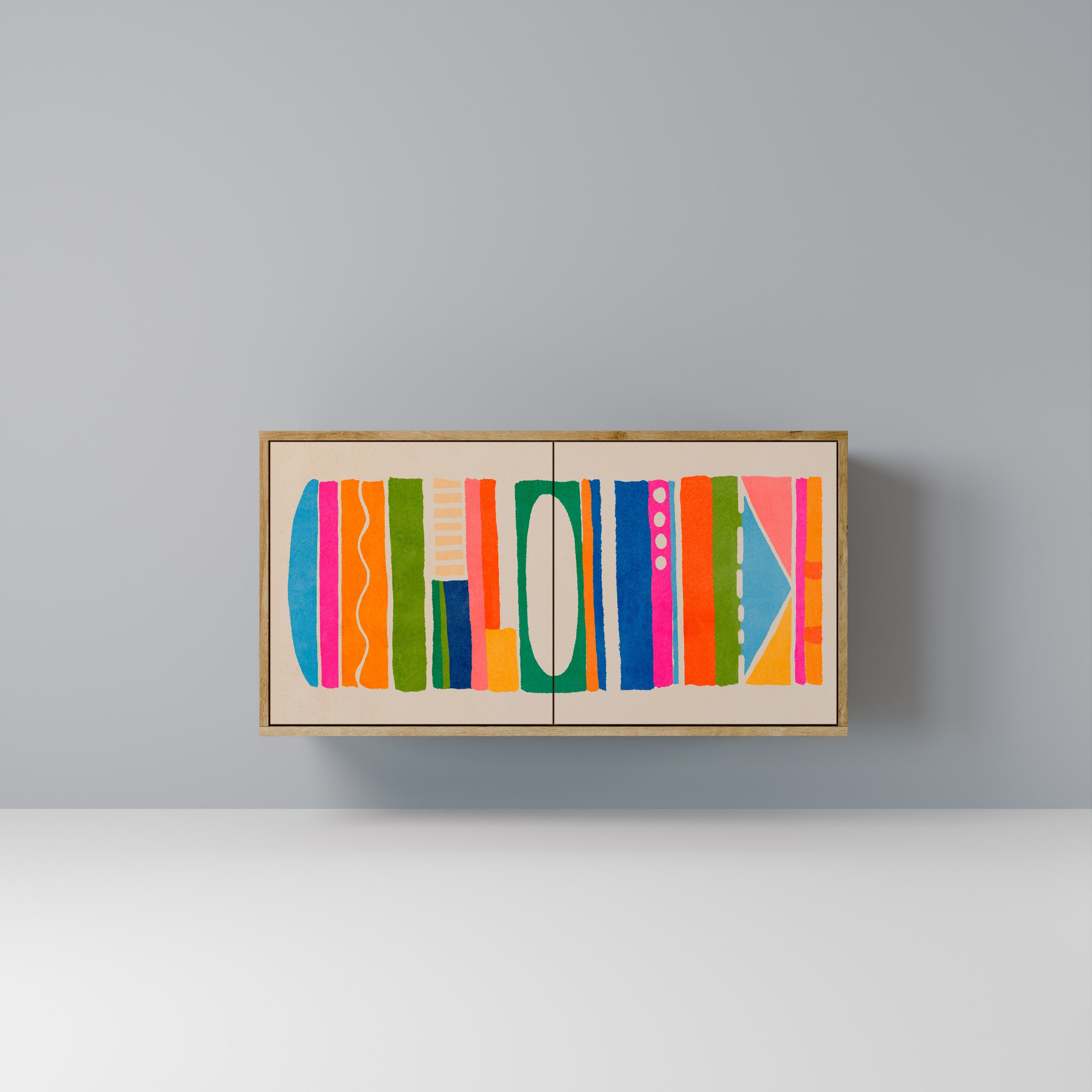 Buffet 2 portes GEOMETRIC SHINE effet chêne