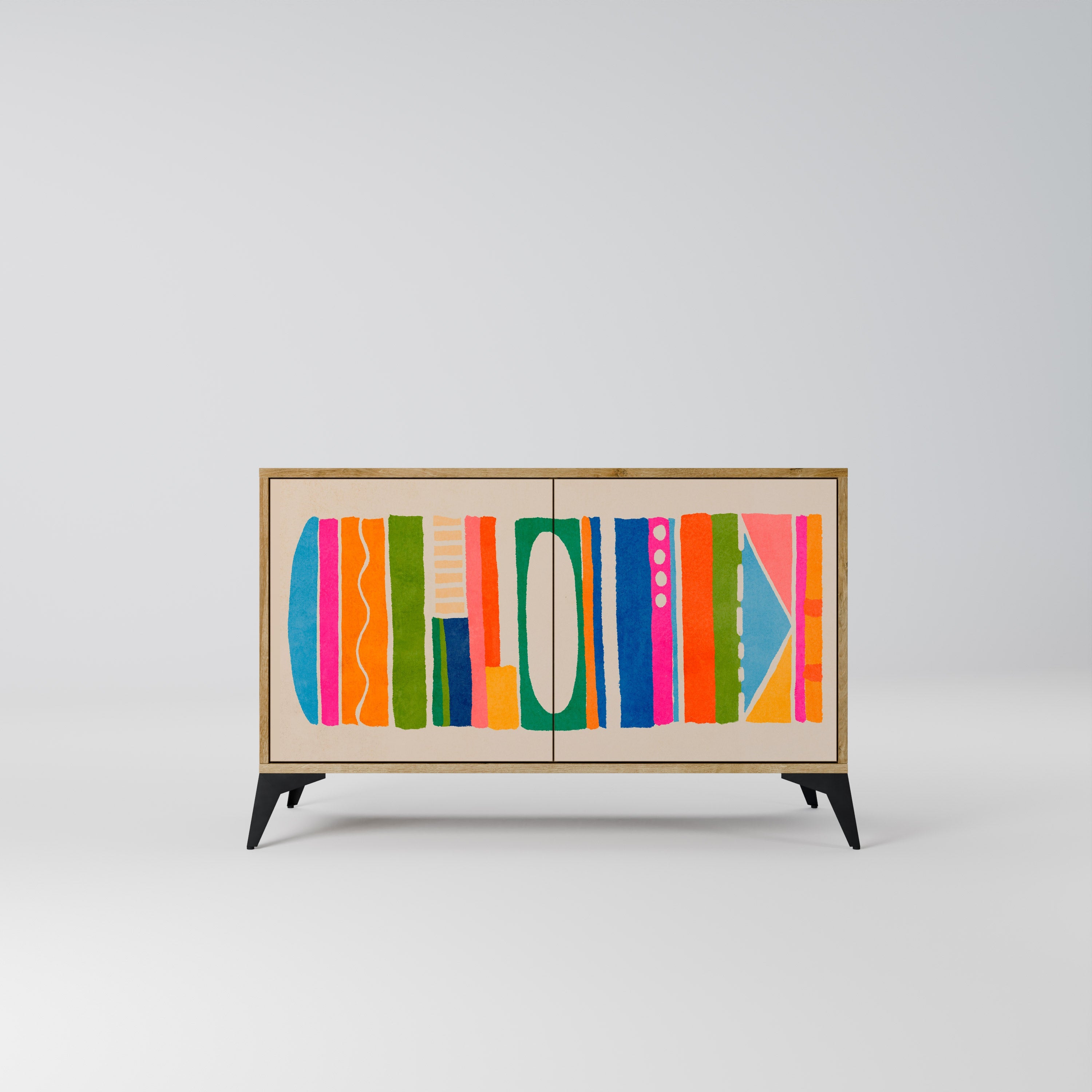 Buffet 2 portes GEOMETRIC SHINE effet chêne