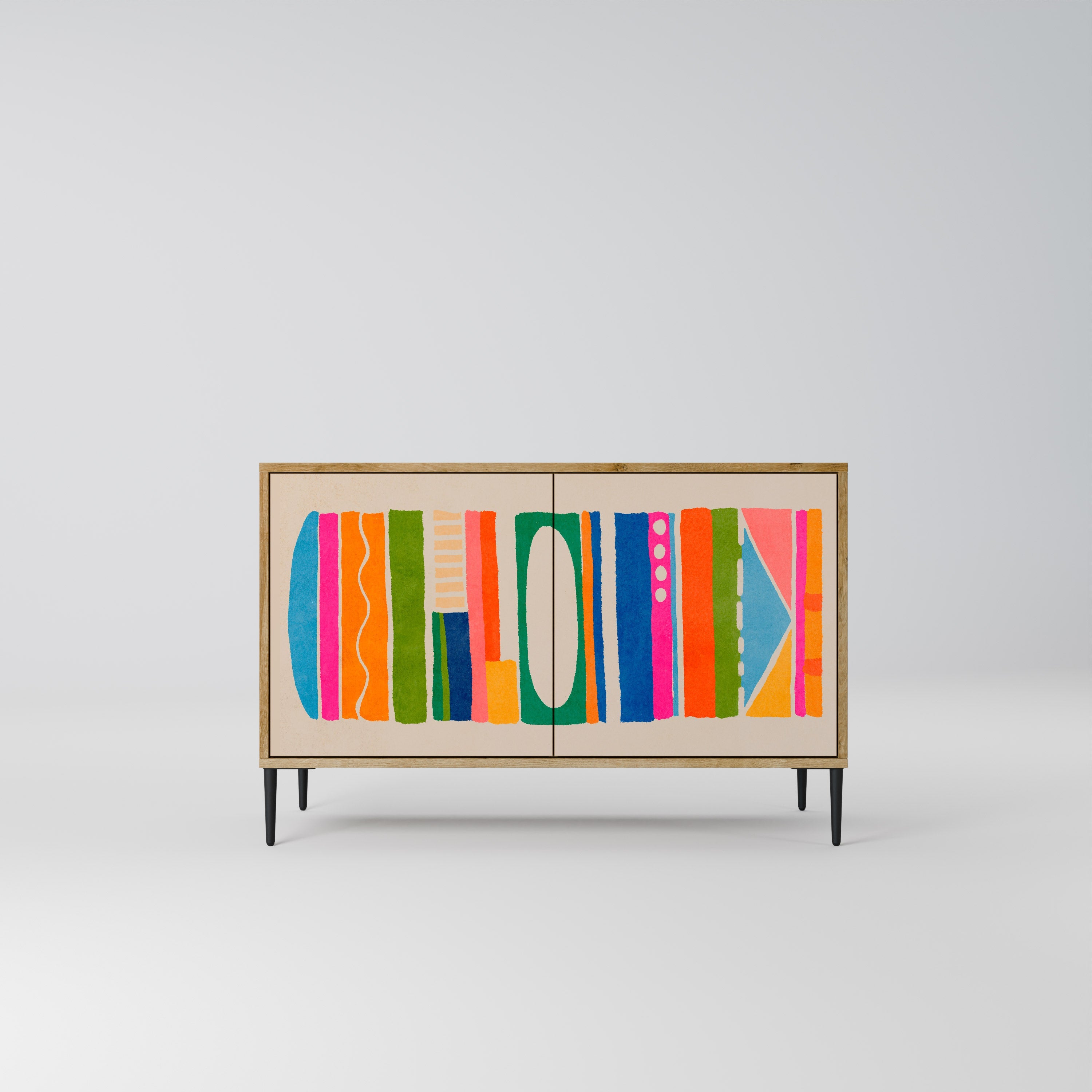 Buffet 2 portes GEOMETRIC SHINE effet chêne