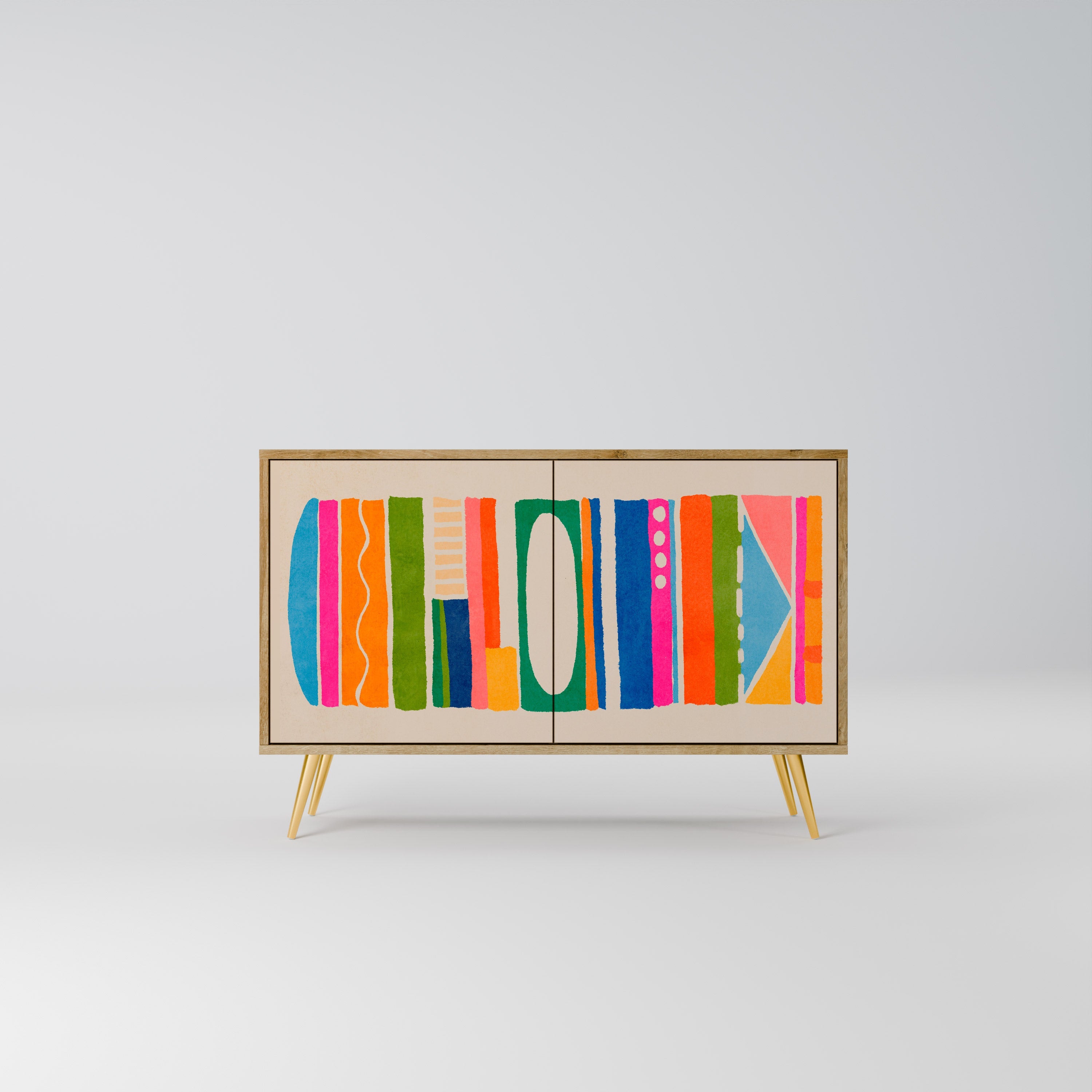 Buffet 2 portes GEOMETRIC SHINE effet chêne