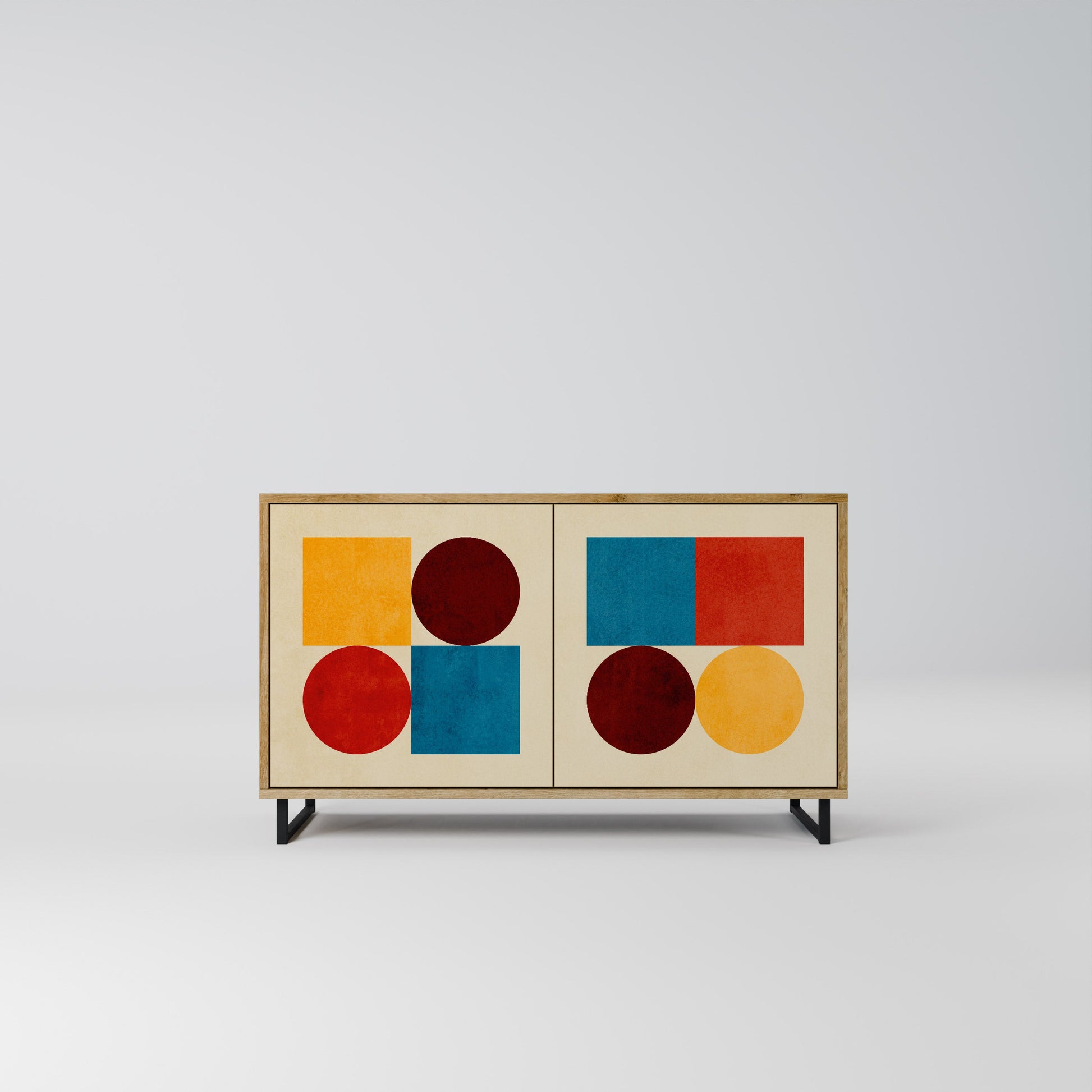 GEOMETRIC PUZZLE 2-Door Sideboard in Oak Effect