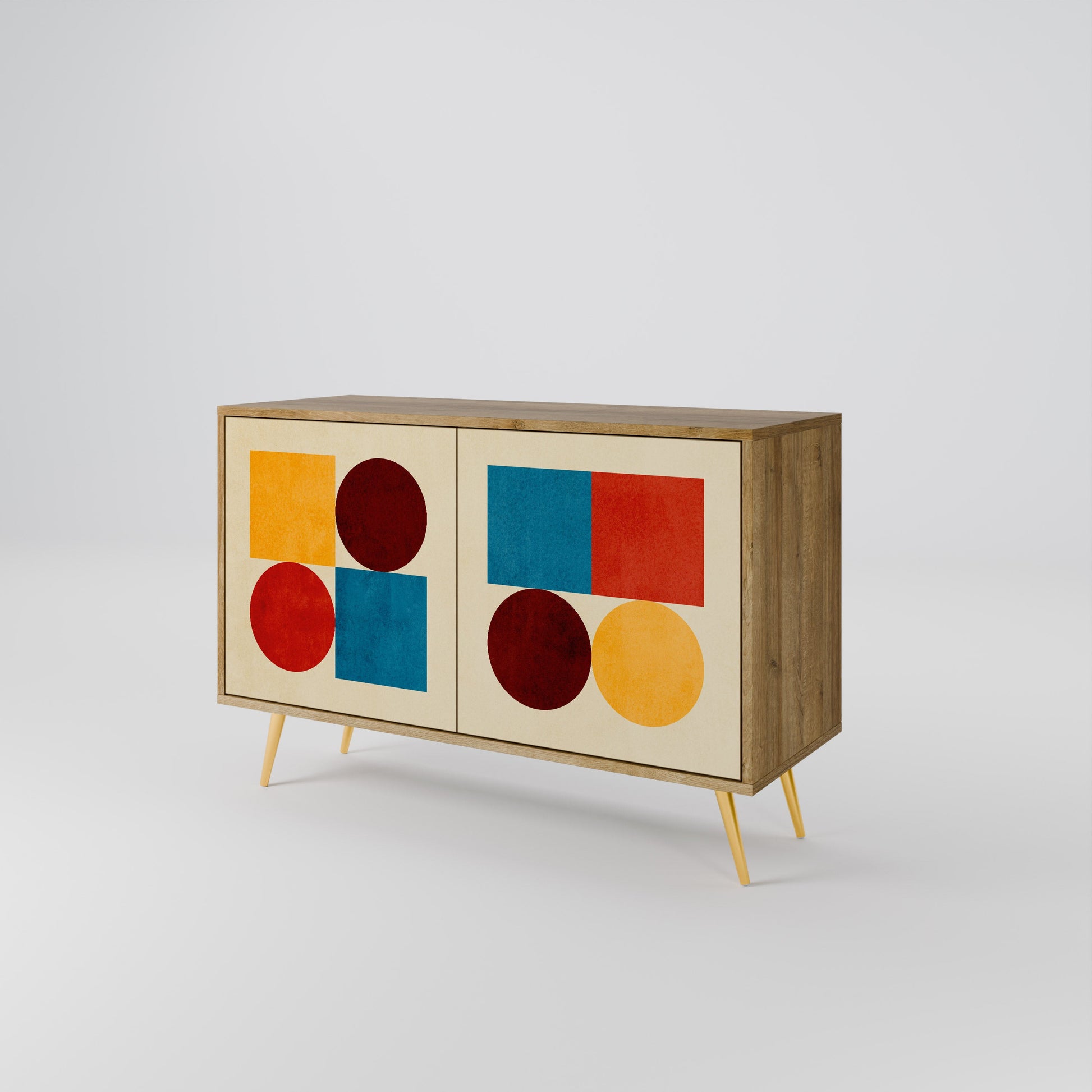 GEOMETRIC PUZZLE 2-Door Sideboard in Oak Effect