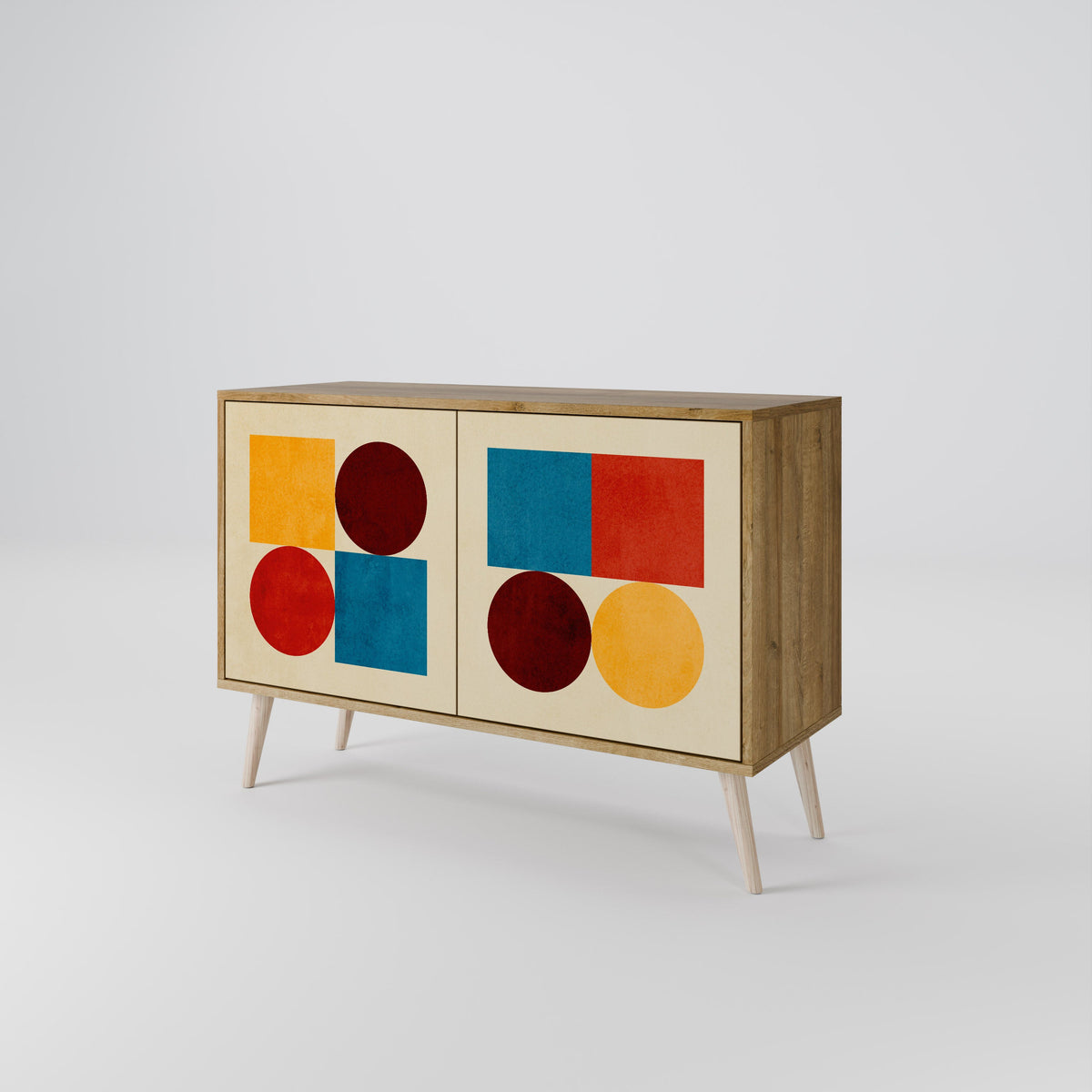 GEOMETRIC PUZZLE 2-Door Sideboard in Oak Effect